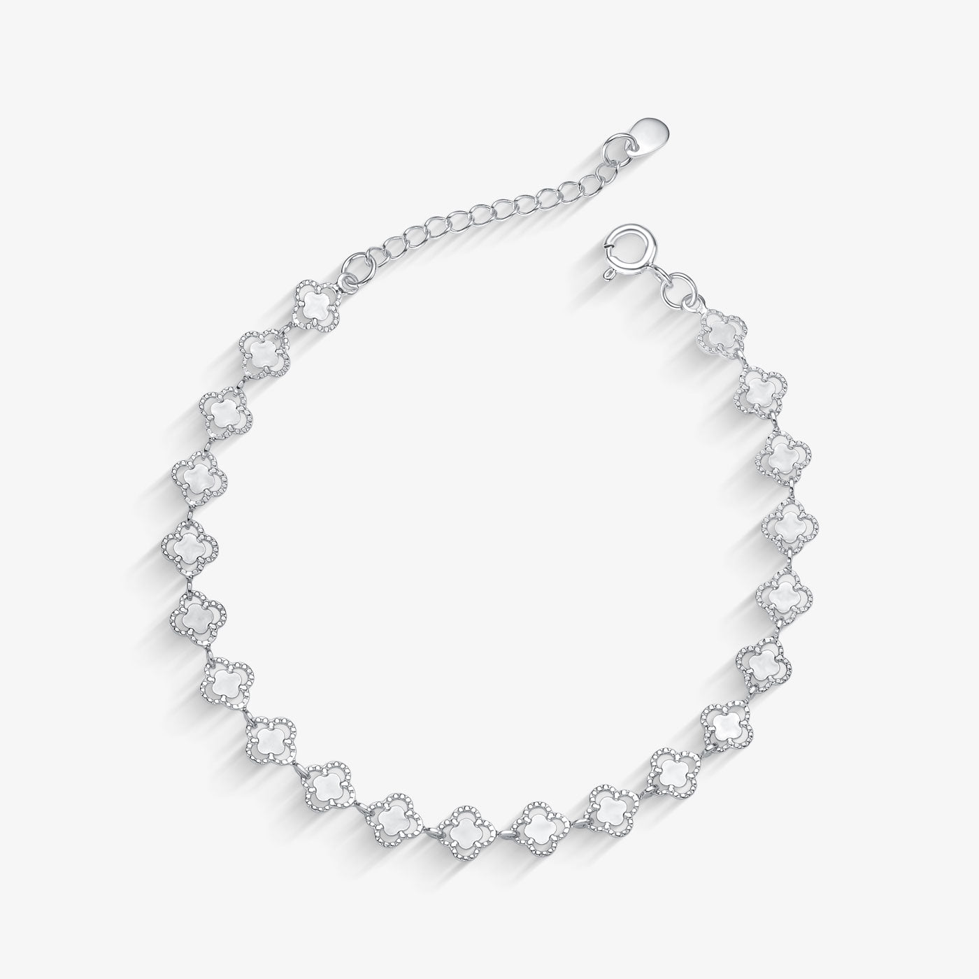 Pulseira Trevo Chapinha Vazado Folheado a Prata