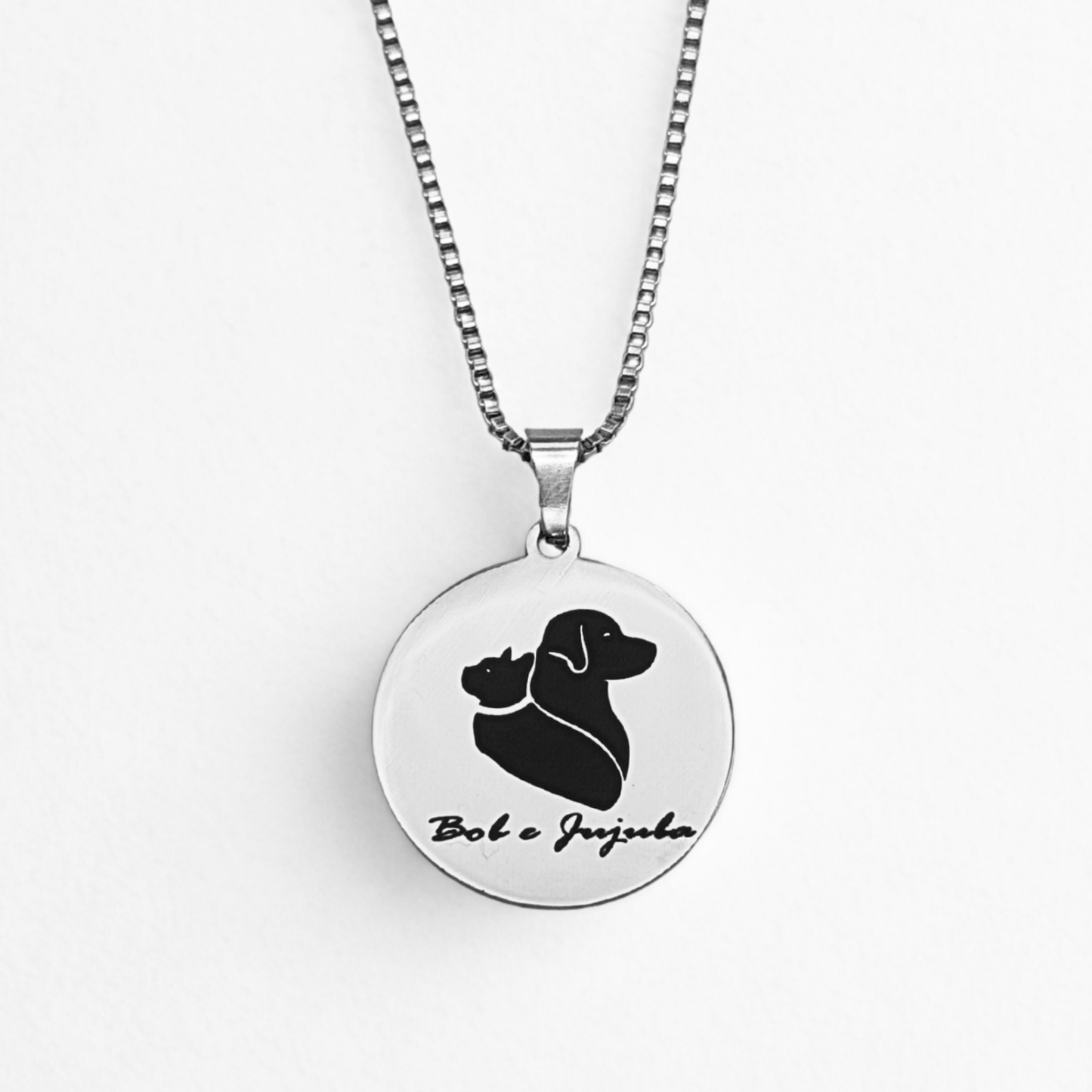 Colar Aço Personalizado Medalha Redonda G