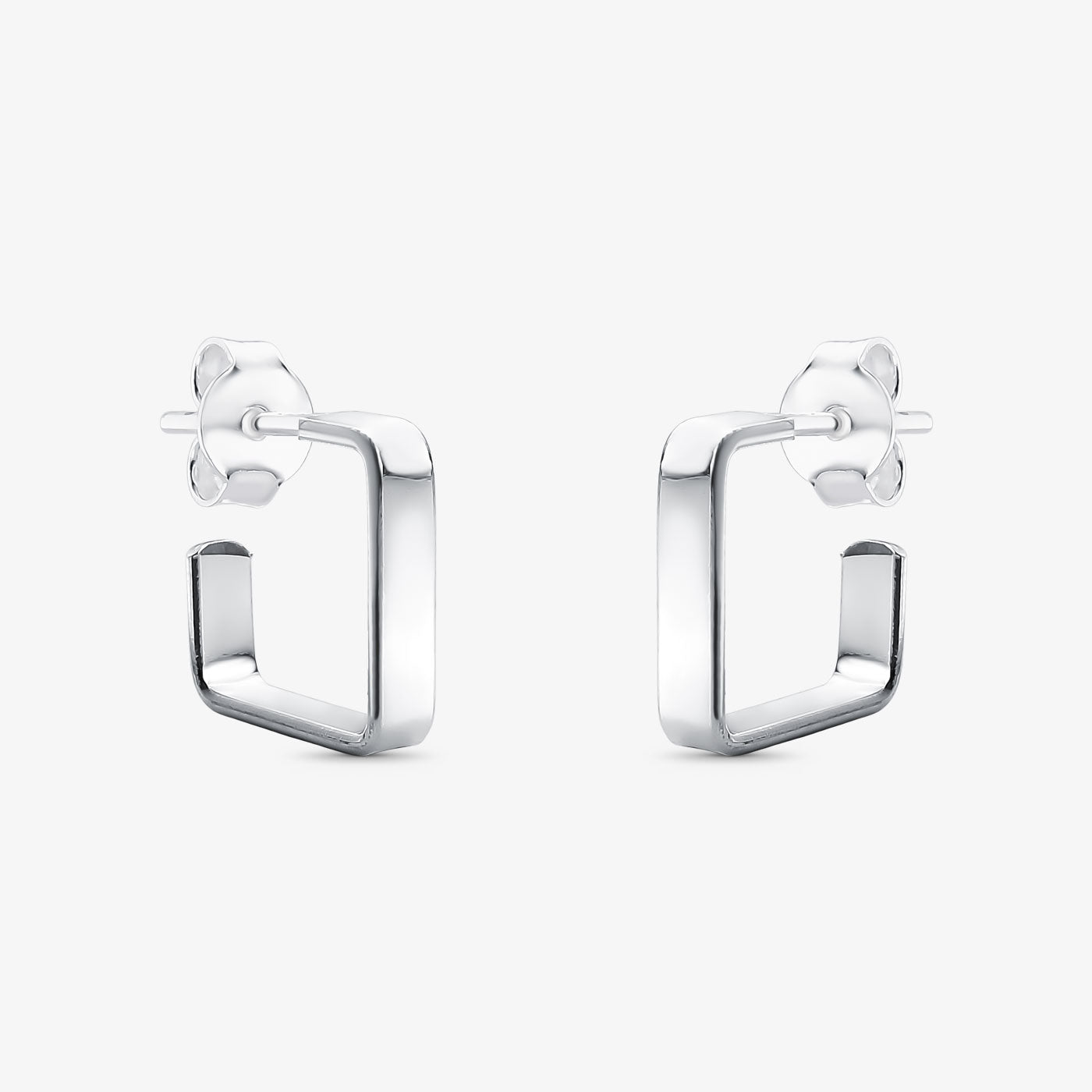 Brinco Argola Quadrada Lisa Folheado a Prata