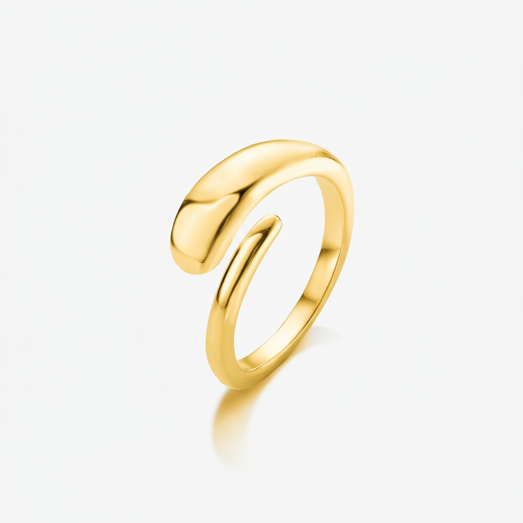 Anel Regulável Falange Duplo Orgânico Folheado a Ouro 18k