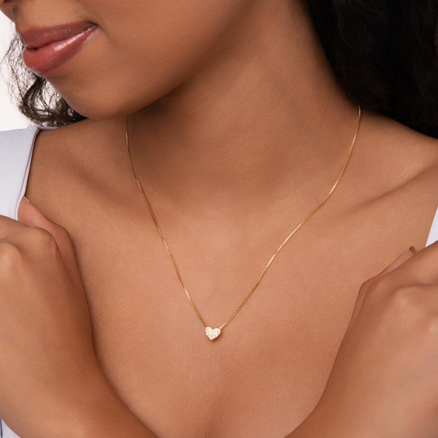 Colar Coração Embutido Folheado  a Ouro 18k