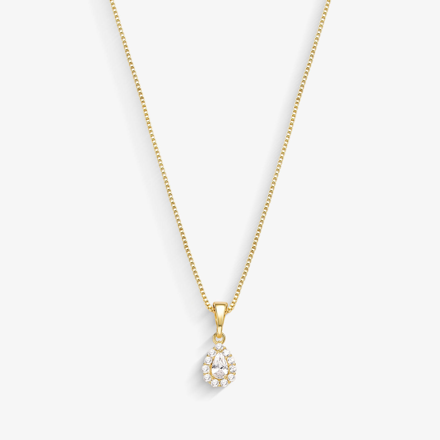 Colar Gota Borda Cravejada Folheado a Ouro 18K