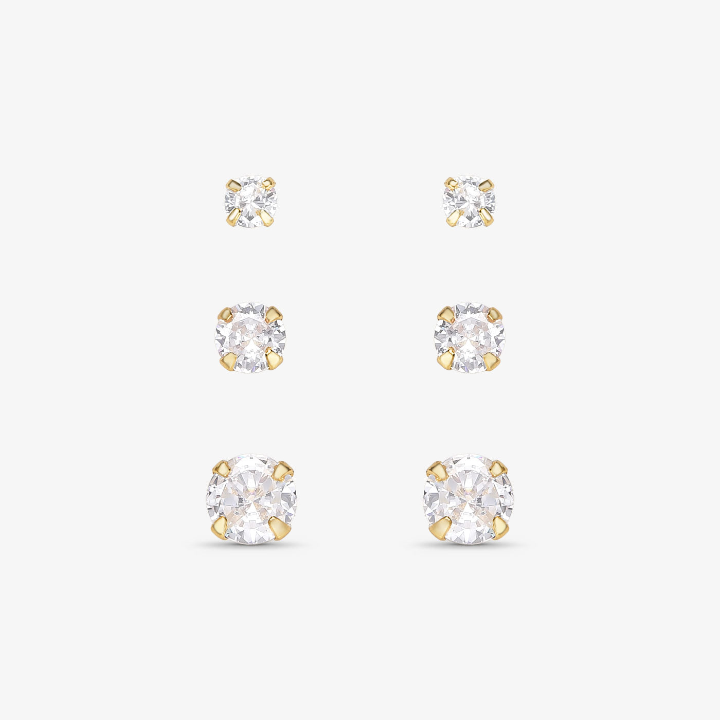 Brinco Trio de Zircônias Folheado a Ouro 18K