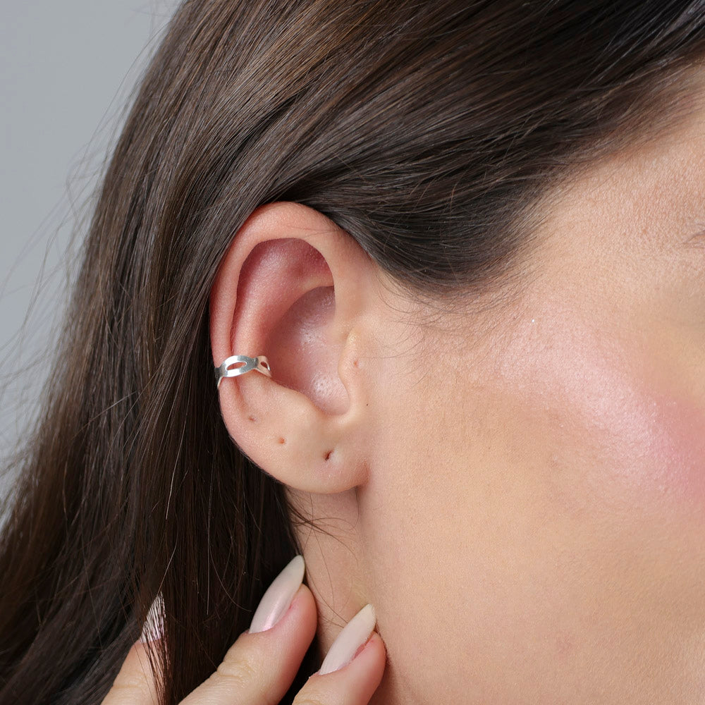 Piercing Fake Trançado Folheado a Prata