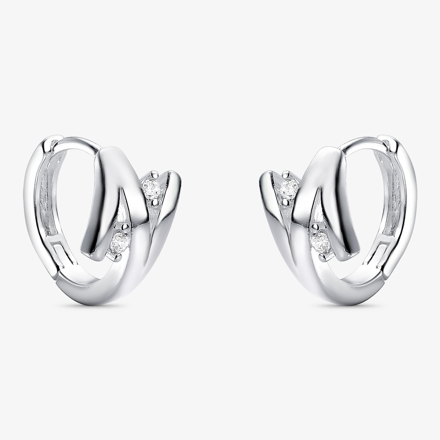 Brinco Argola Invertida Com Zircônia Folheado a Prata