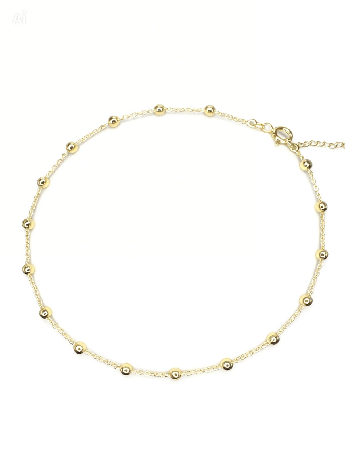 Tornozeleira Bolinhas 3mm Folheado a Folheado a Ouro 18k