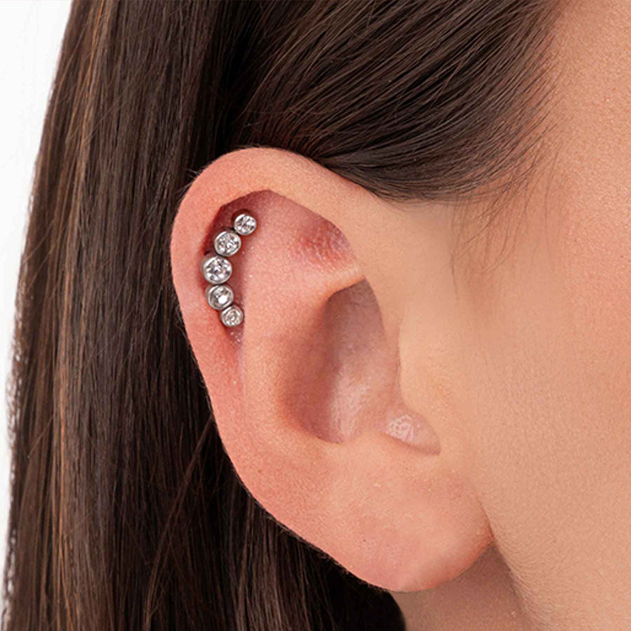Piercing Cluster Aço Frontal 5 Zircônias