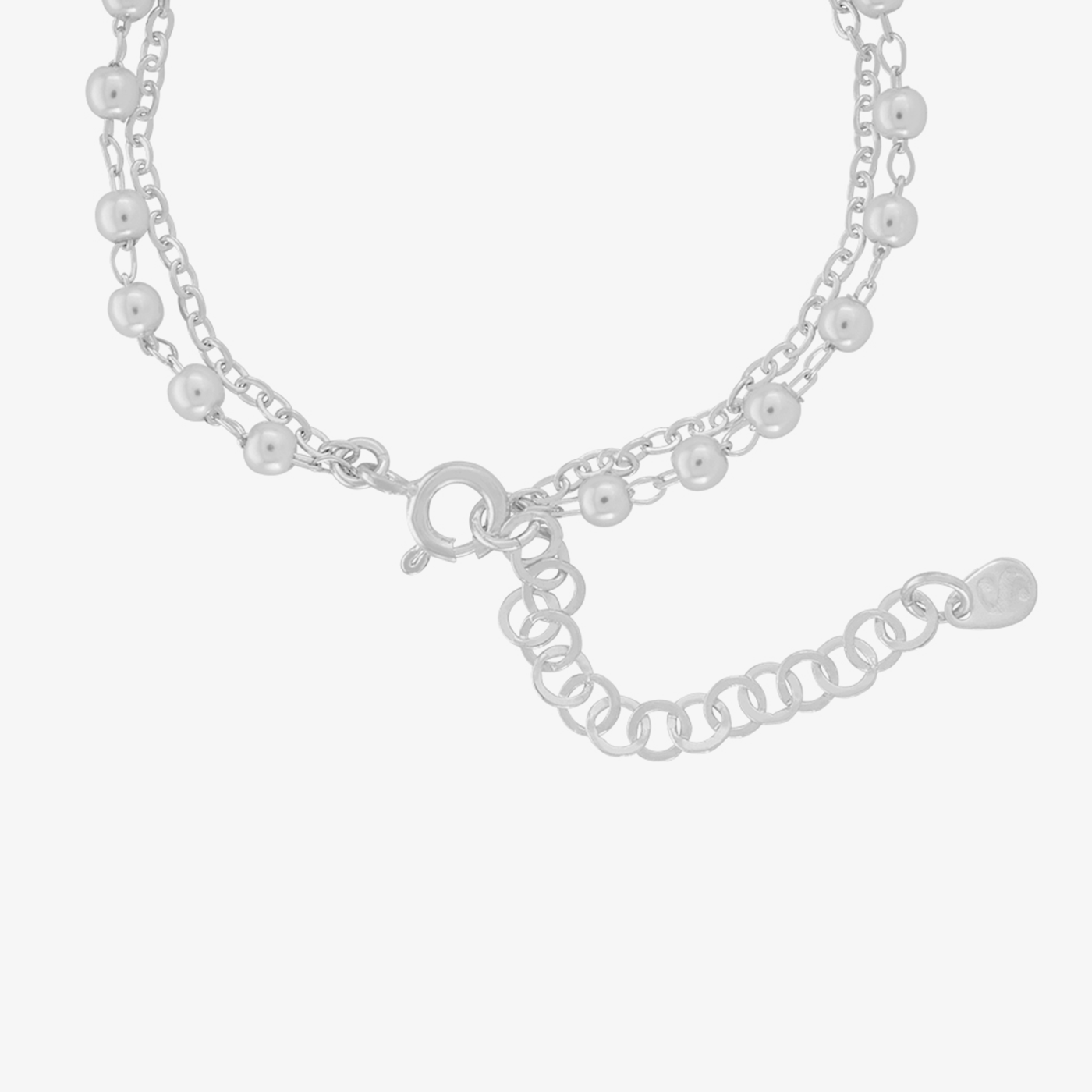 Pulseira Dupla Com Pérolas Folheado a Prata