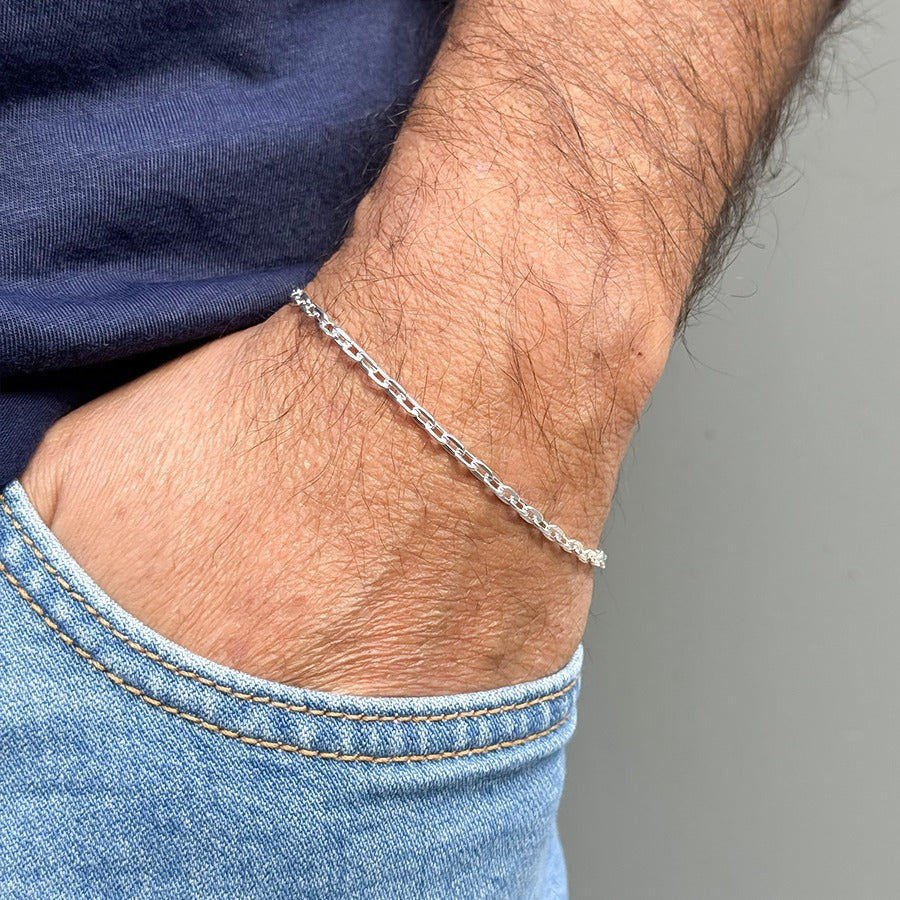 Pulseira Elo Cadeado Folheado a Prata