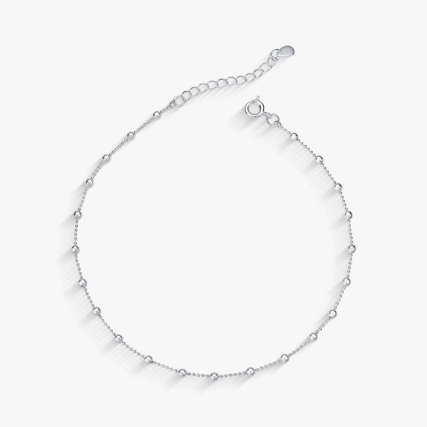 Tornozeleira Elo de Mini Bolinhas Folheado a Prata