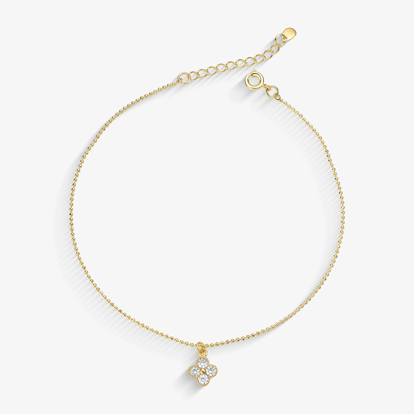 Tornozeleira Trevo com Zircônia Folheado a Ouro 18k