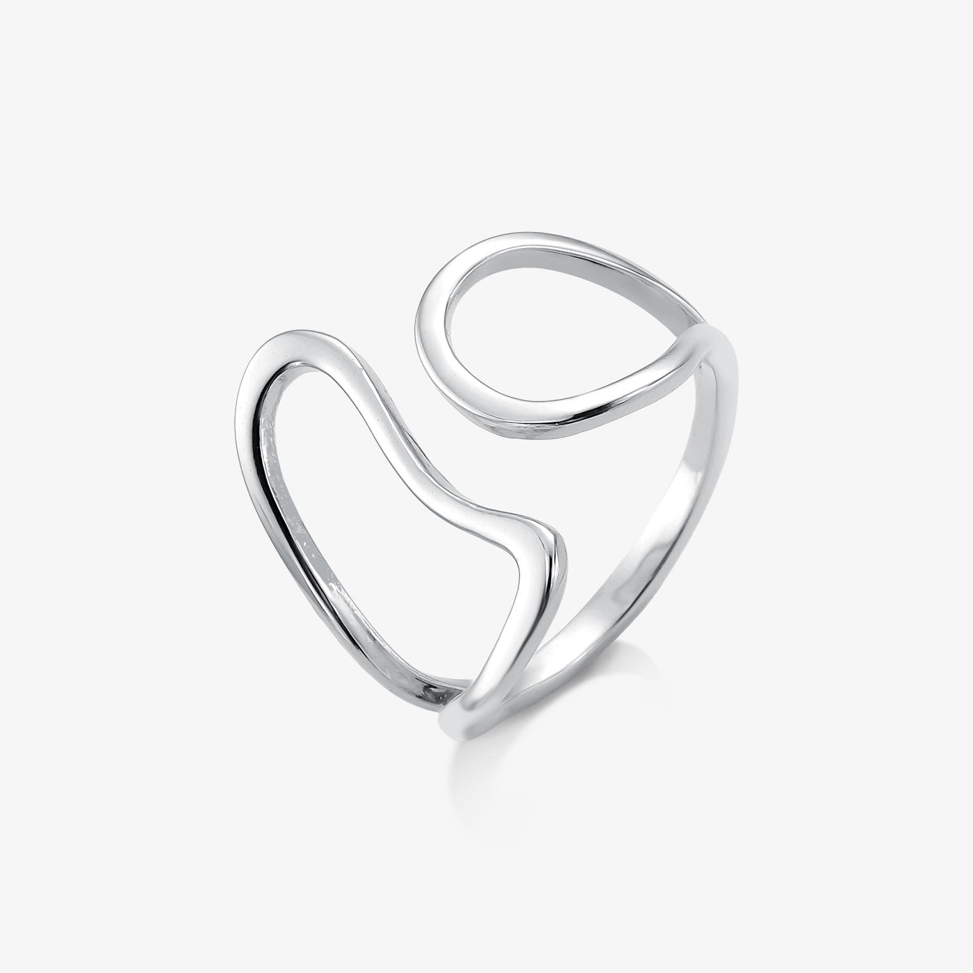 Anel Regulável Orgânico Vazado Folheado a Prata