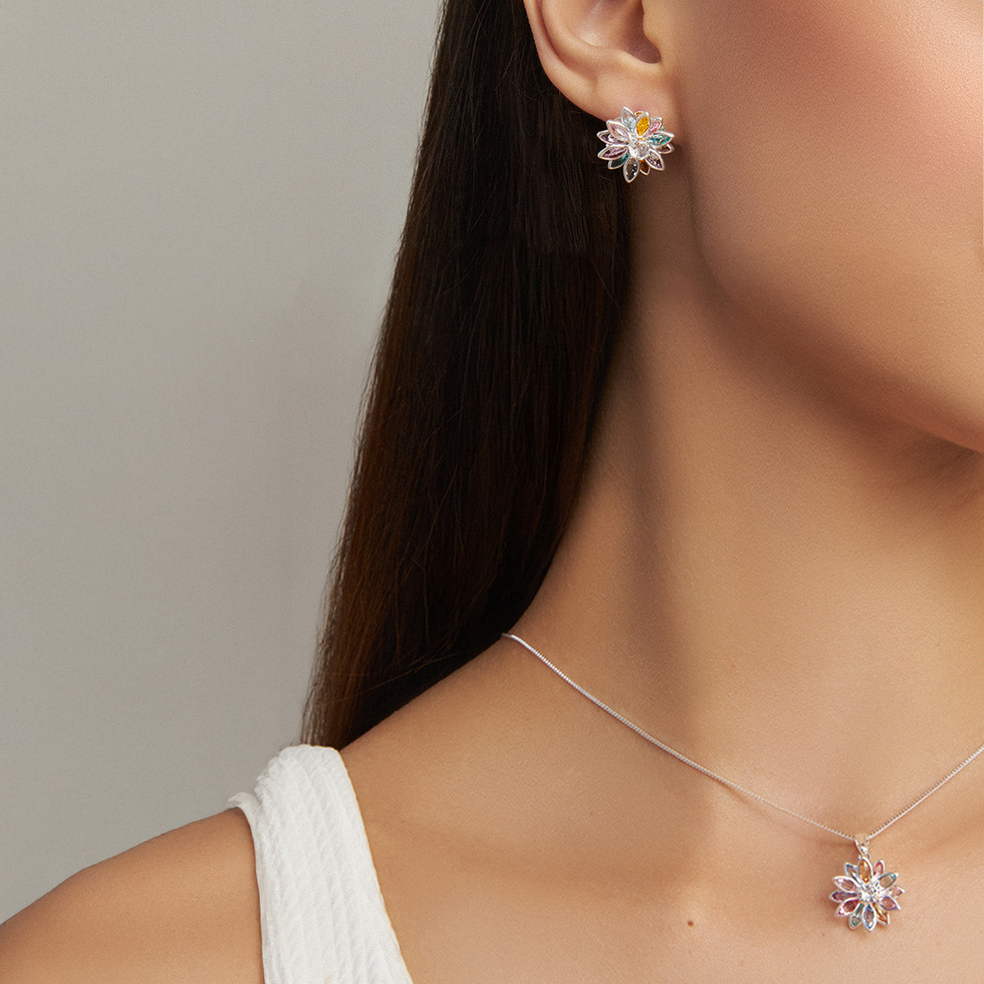 Conjunto Flor de Cristal Colorida