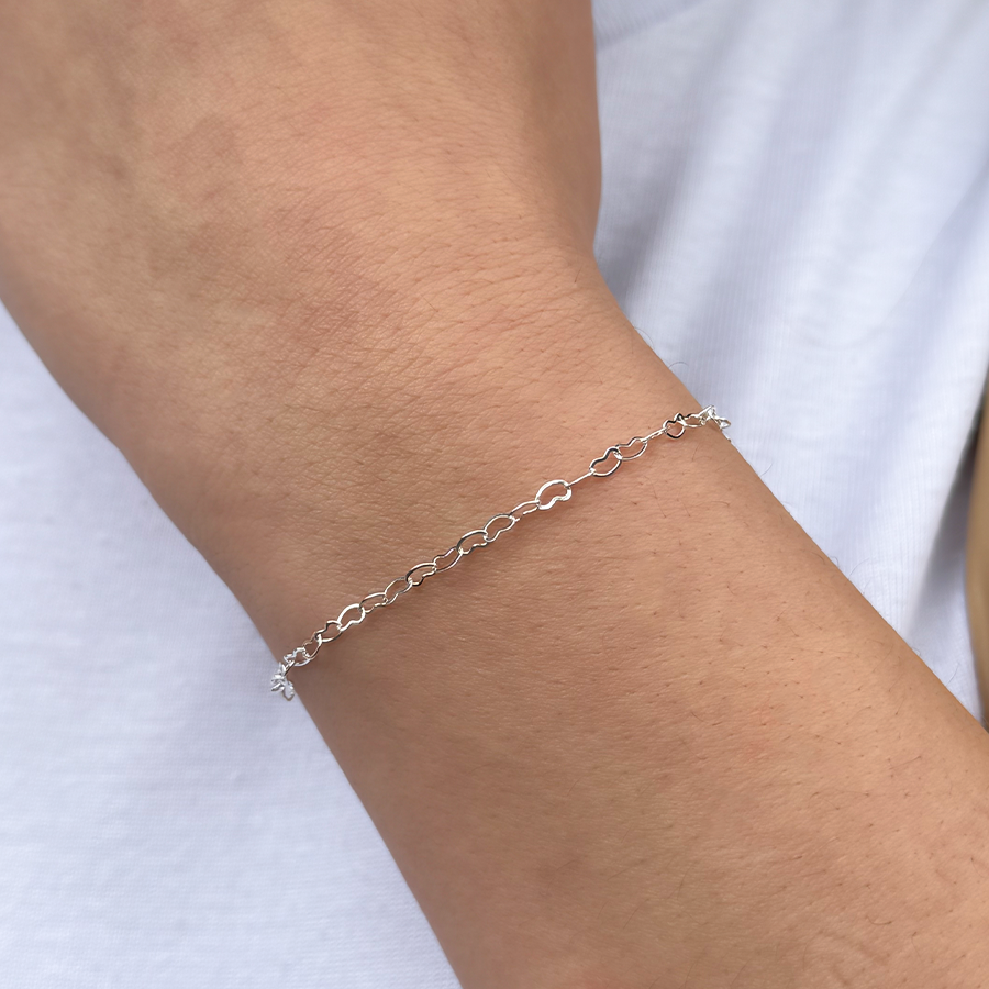 Pulseira Mini Corações Folheado a Prata