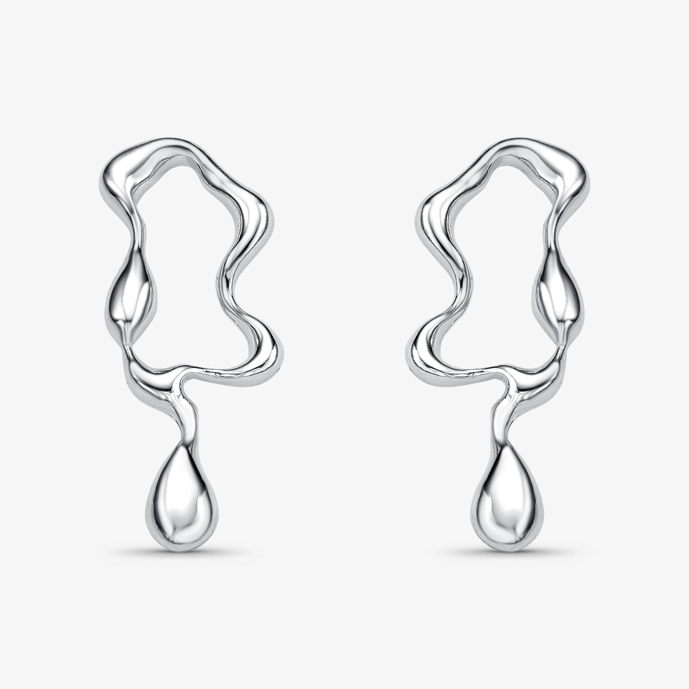 Brinco Formato Orgânico Folheado a Prata