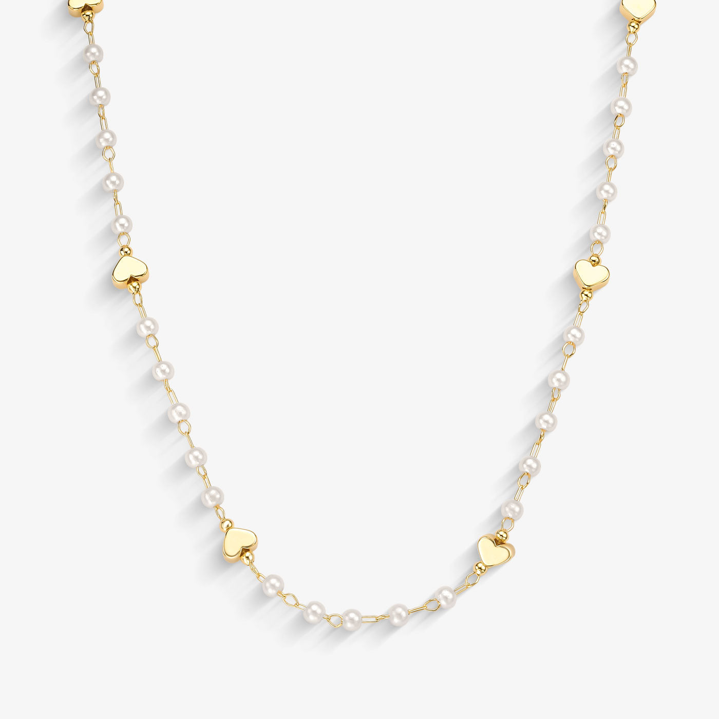 Choker Pérola e Corações Folheado a Ouro 18k