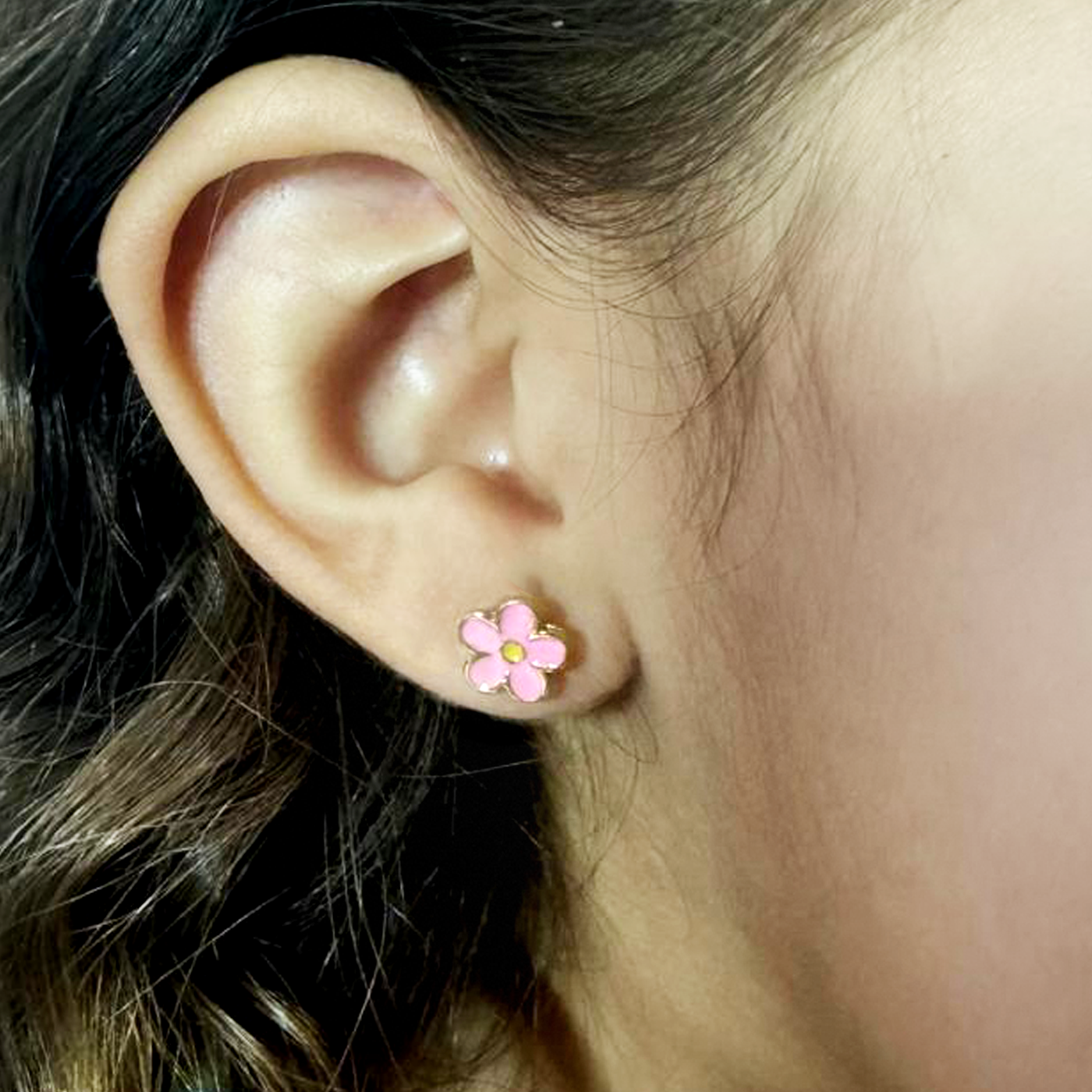 Brinco Infantil Flor Folheado a Ouro 18k