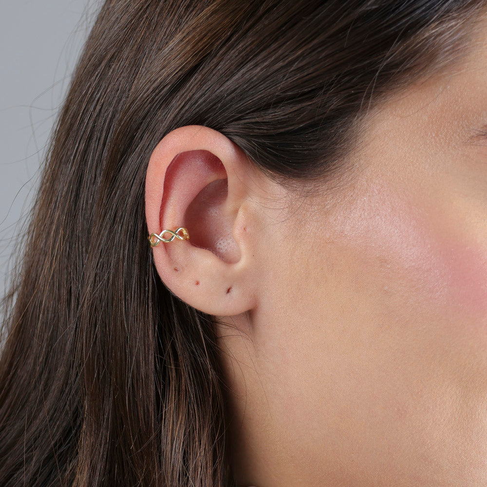 Piercing Fake Orelha Infinito Folheado a Ouro 18k