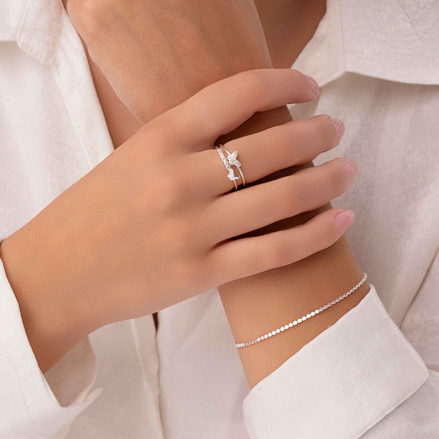 Pulseira Bolinhas Achatadas Folheado a Prata