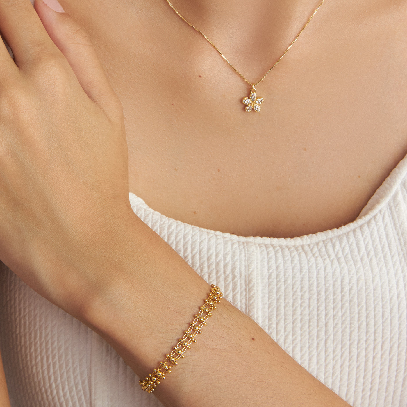 Pulseira Três Bolinhas Folheado a Ouro 18k