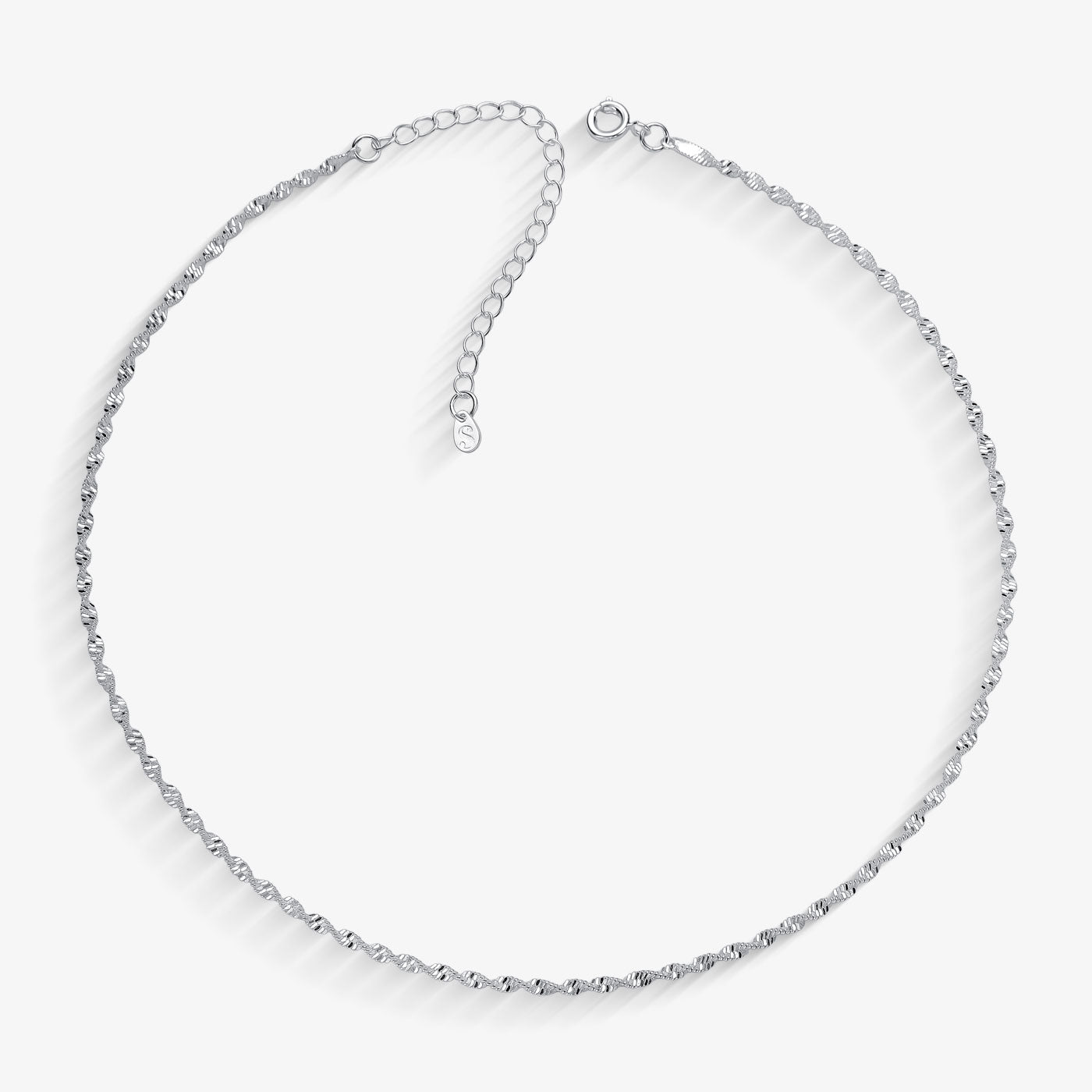 Choker Torcido Laminado 3mm Folheado a Prata