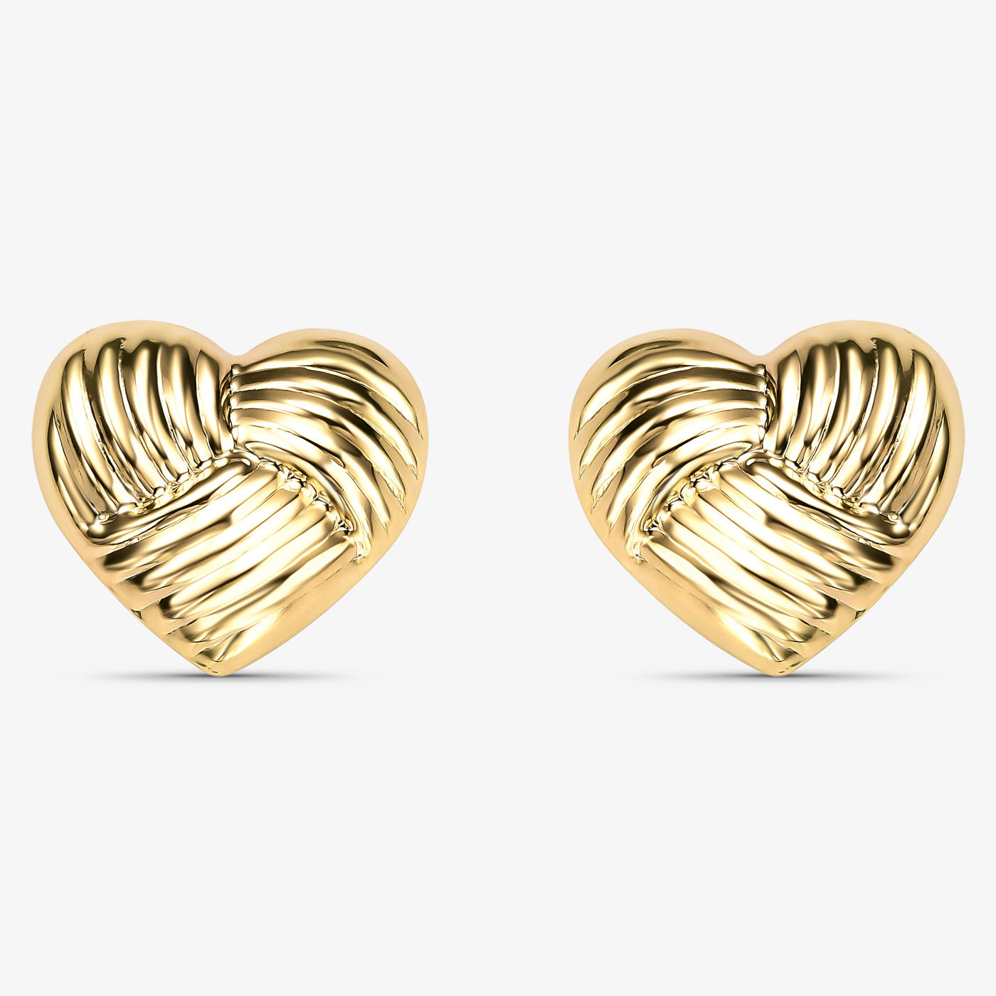 Brinco Coração Entrelaçado Oco Folheado a Ouro 18k