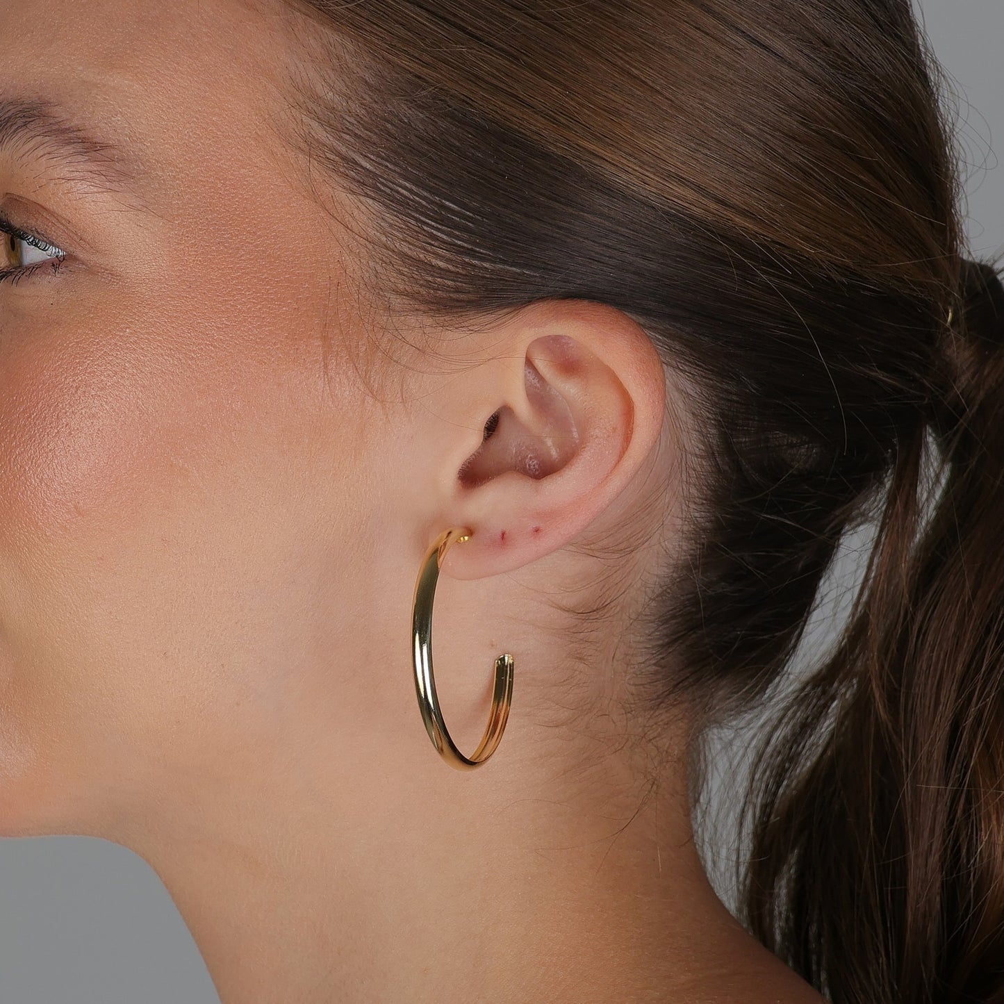 Brinco Argola Abaulado 40mm Folheado a Ouro 18k