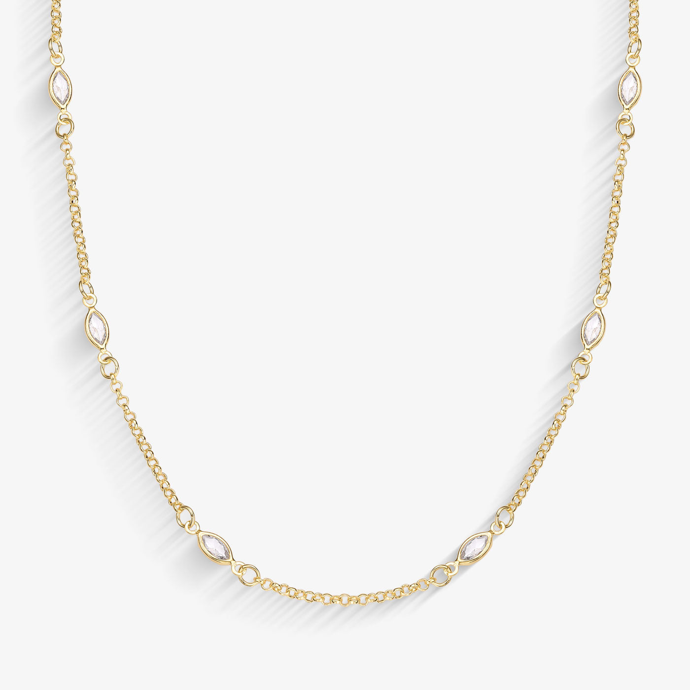 Choker Navetes Cristal Folheado a Ouro18k