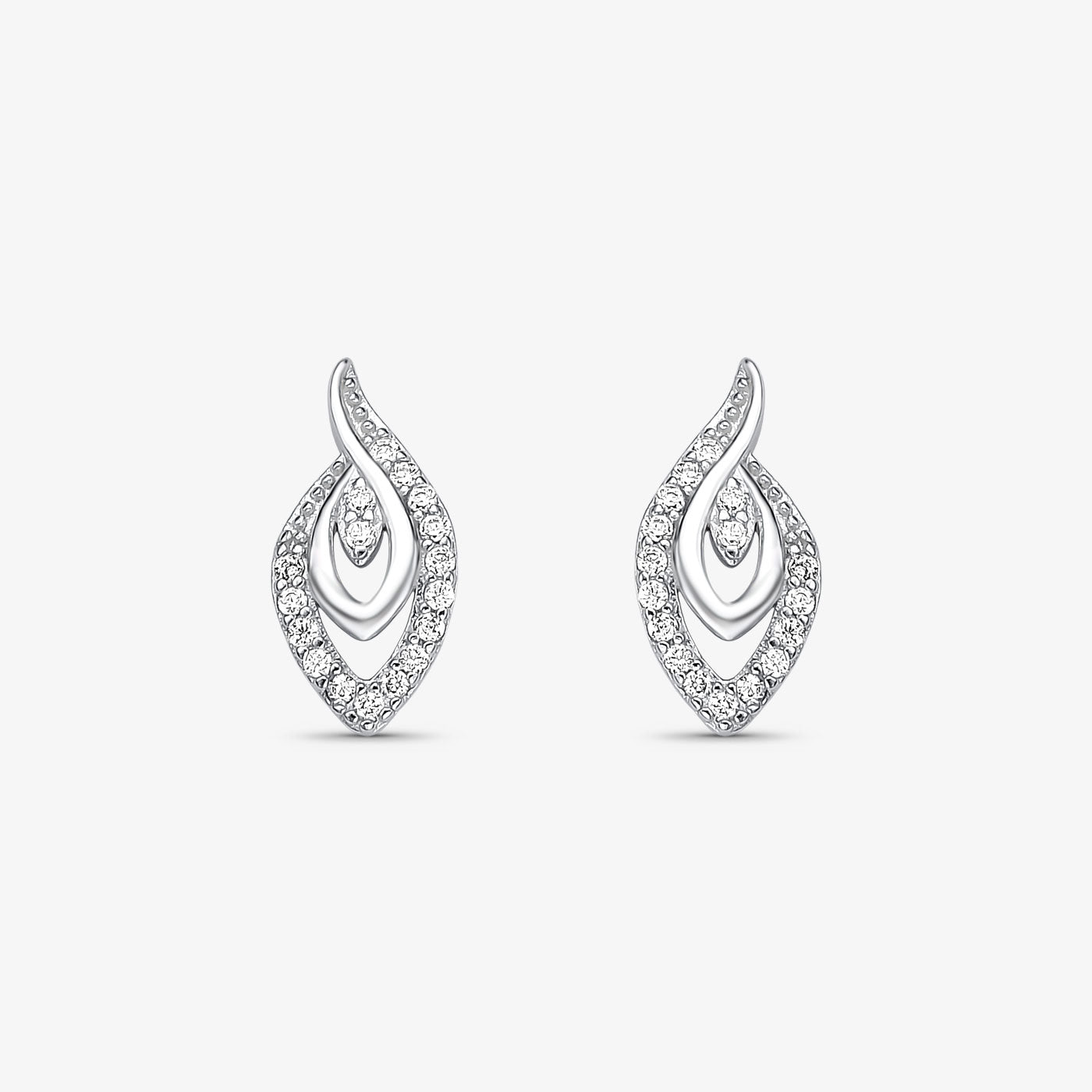 Brinco Olho de Gato Cravejado Folheado a Prata