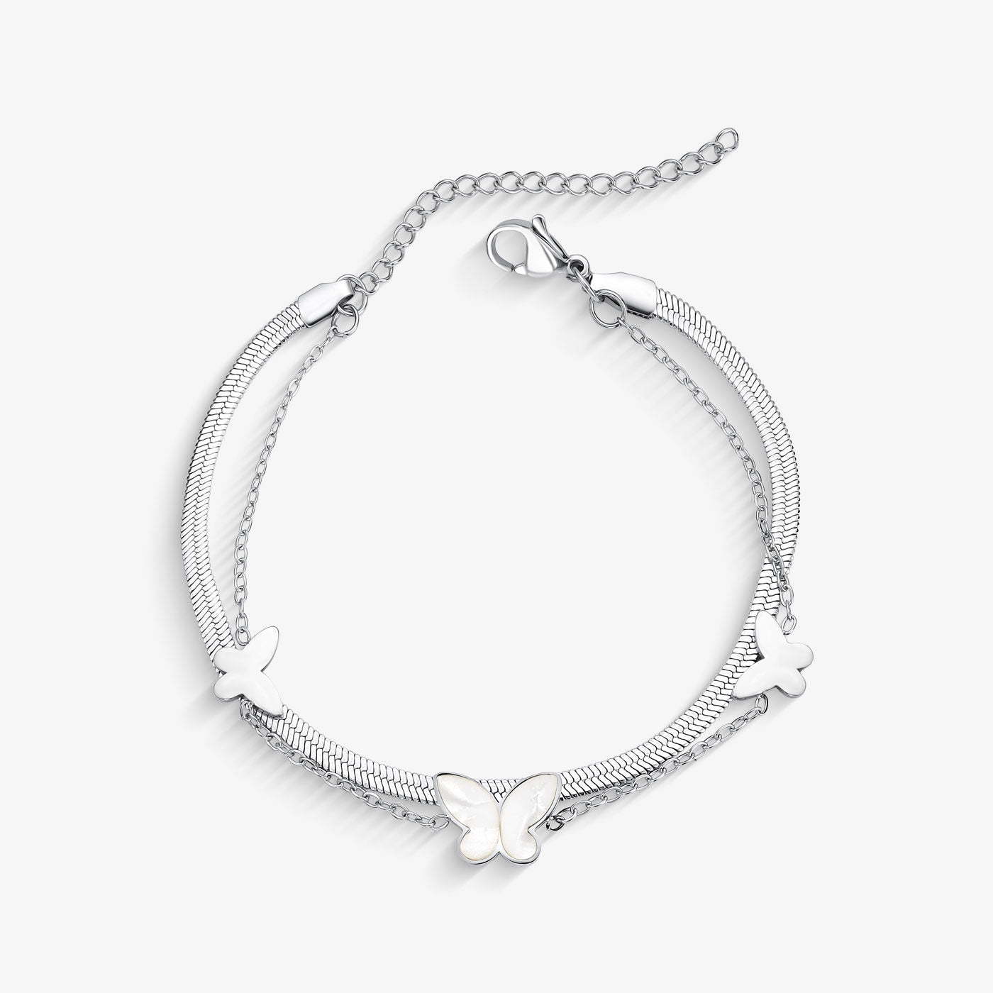 Pulseira Aço Dupla Borboleta