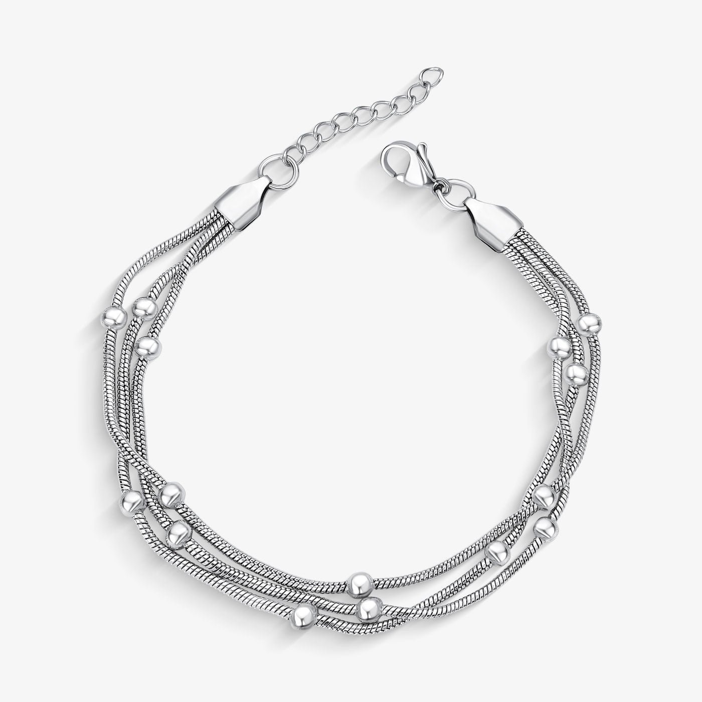 Pulseira Aço Tripla Bolinhas