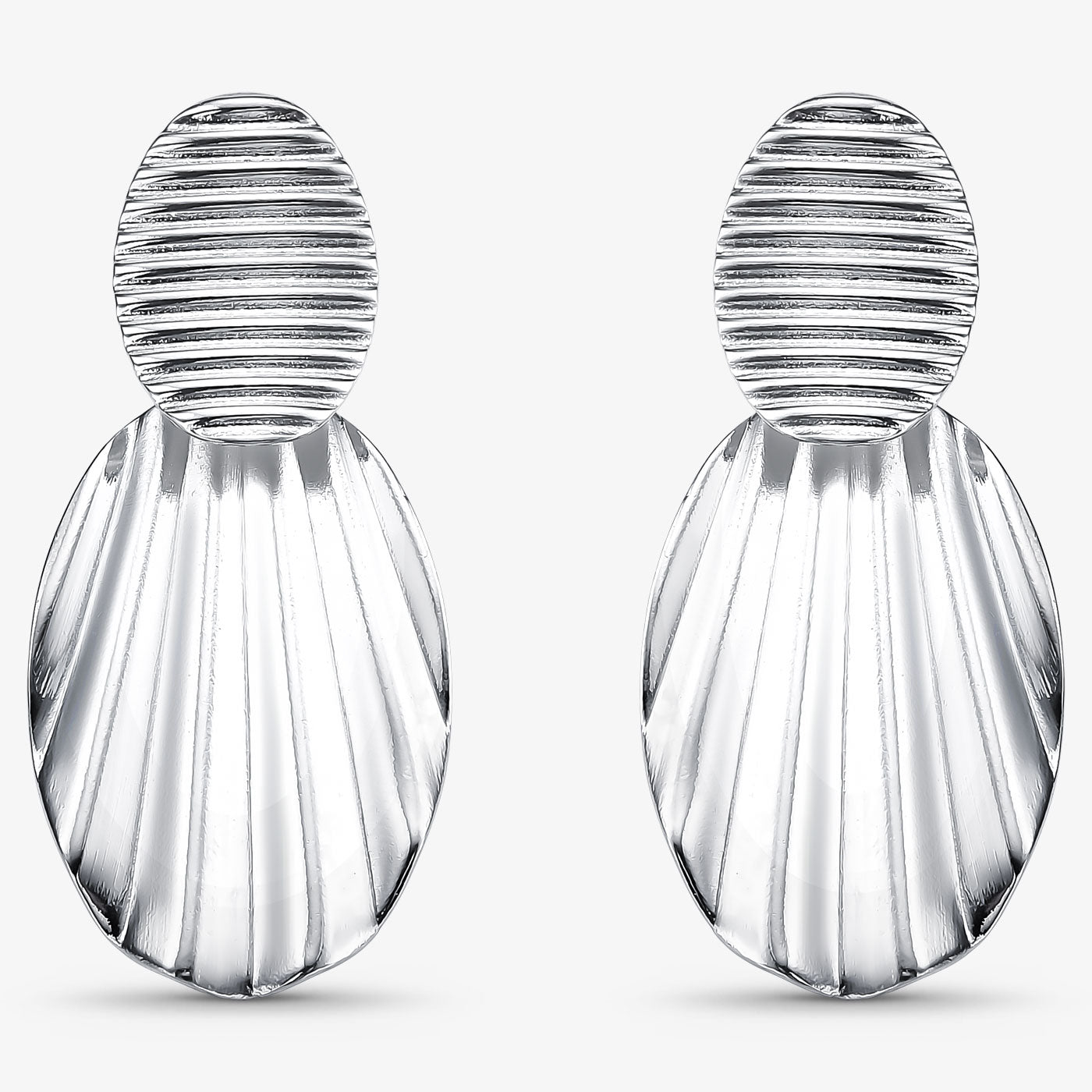 Brinco Oval Texturizado Orgânico Folheado a Prata