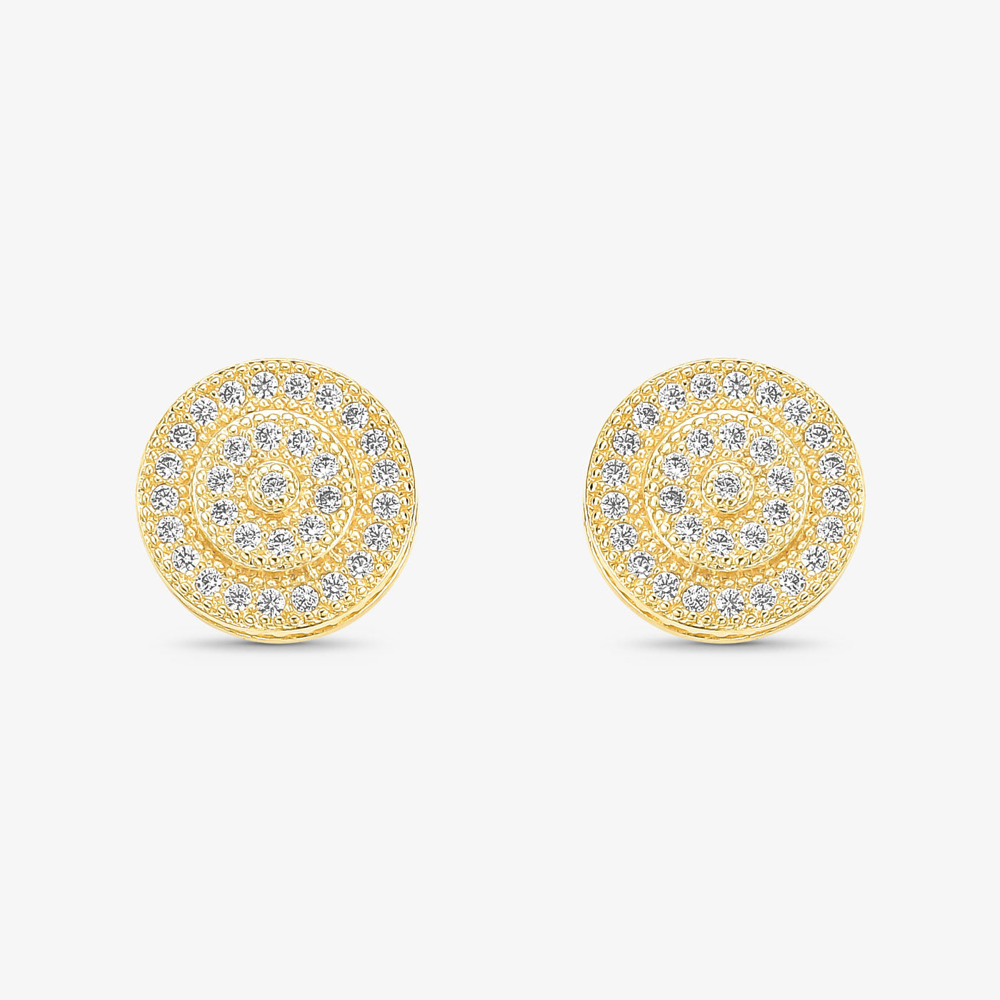 Brinco Botão de Cravejado Folheado a Ouro 18k