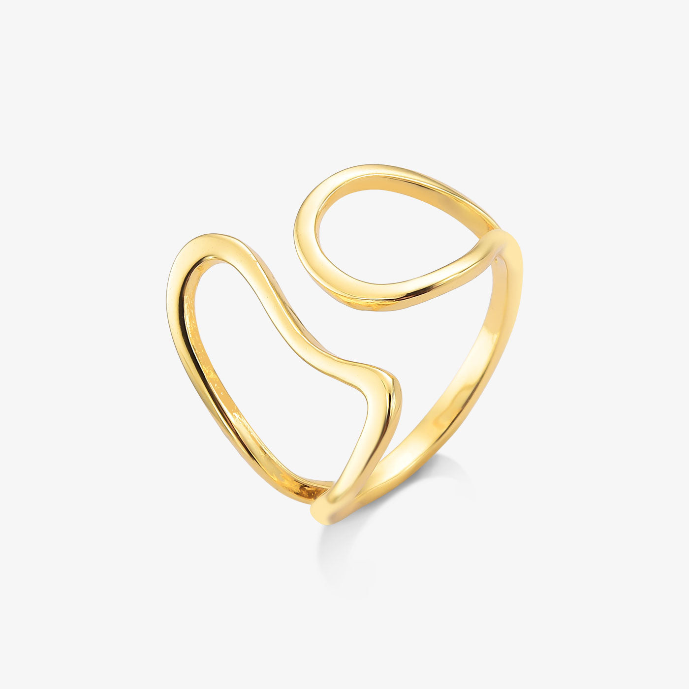 Anel Regulável Orgânico Vazado Folheado a Ouro 18k