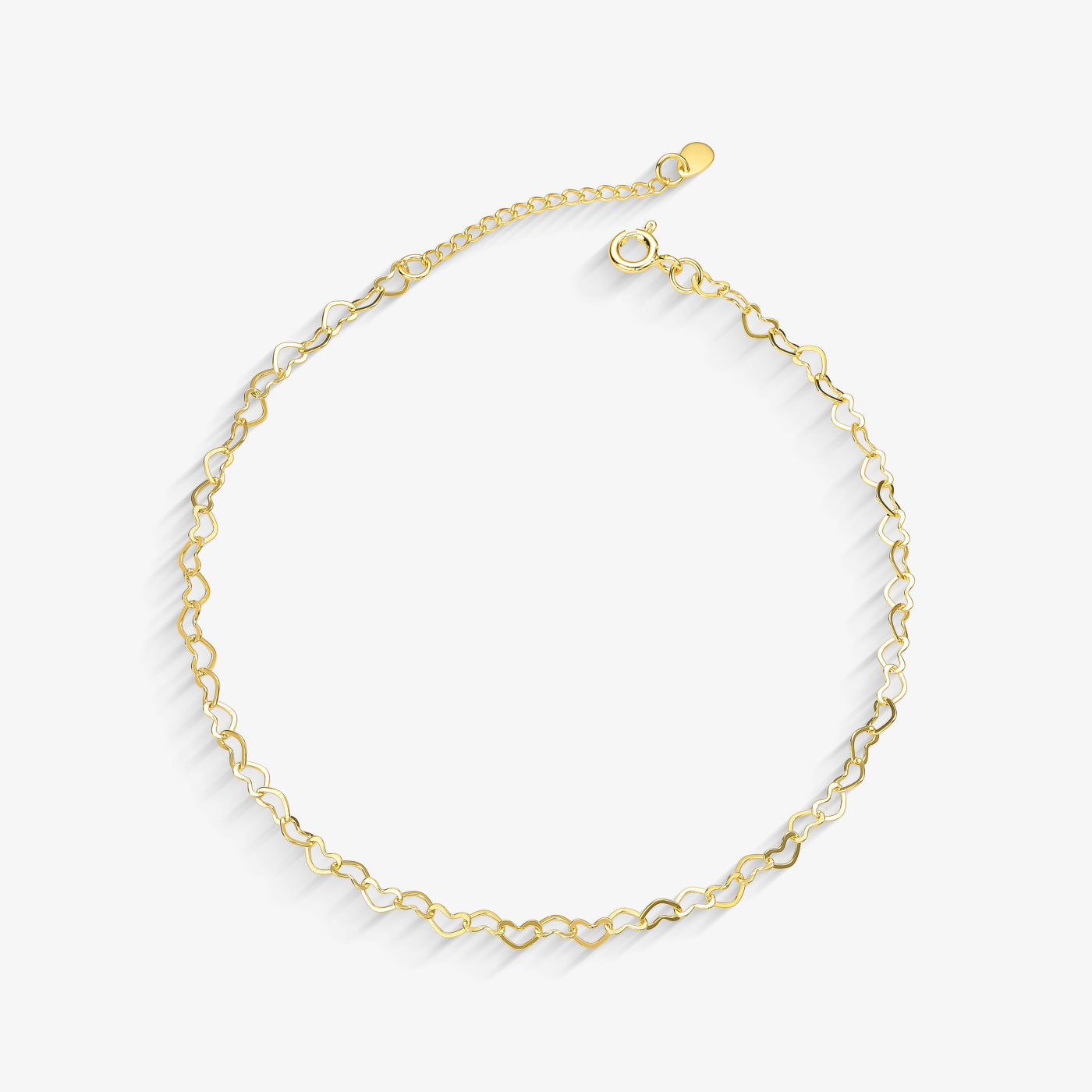 Tornozeleira Elo Coração Folheado a Ouro 18k