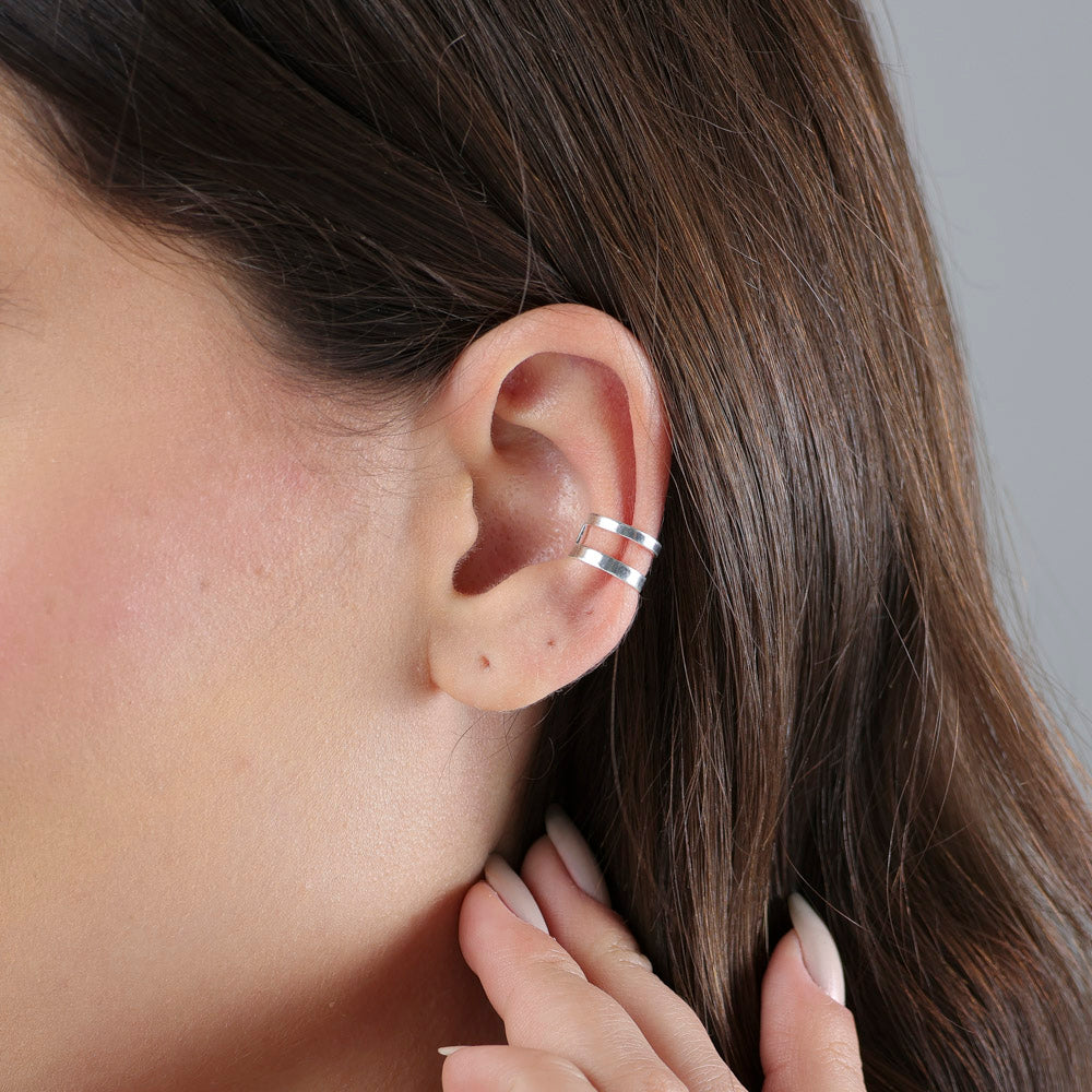 Piercing Fake Dois Aros Folheado a Prata