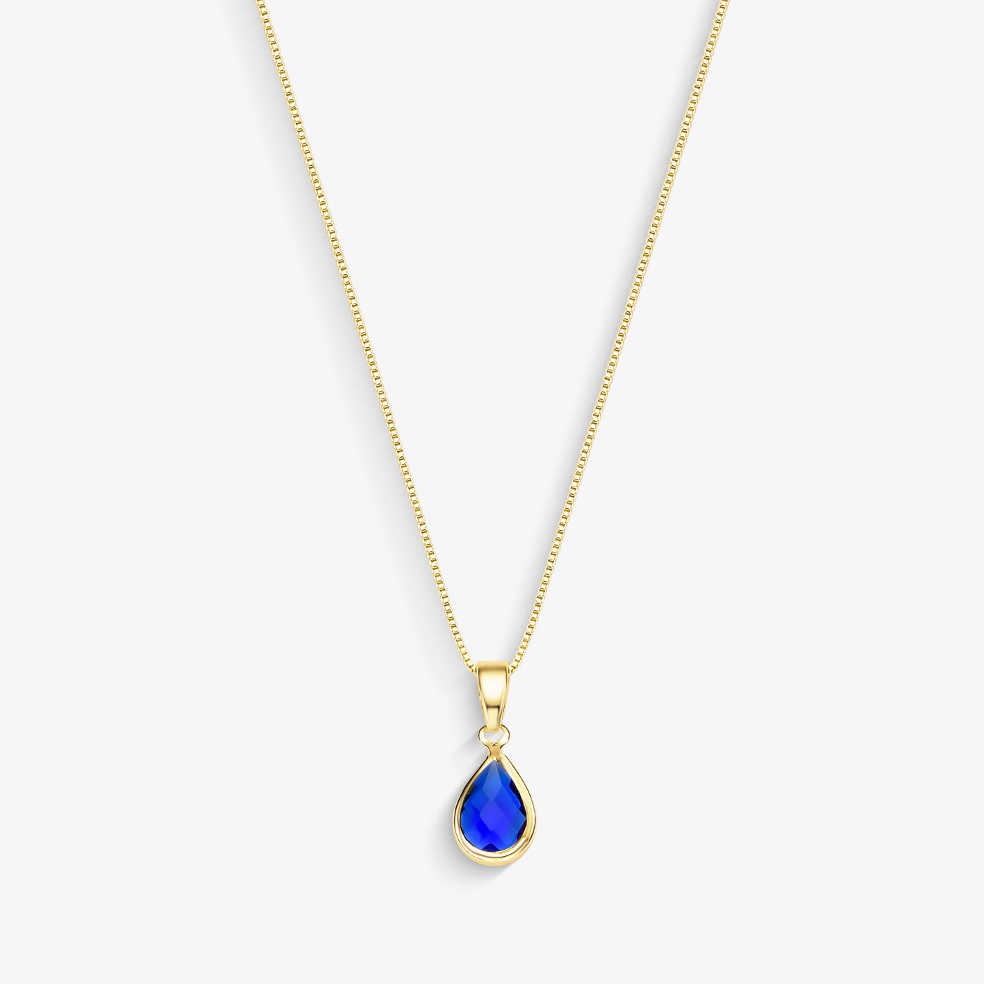 Colar Gota Ponto de Luz Azul Folheado a Ouro18k
