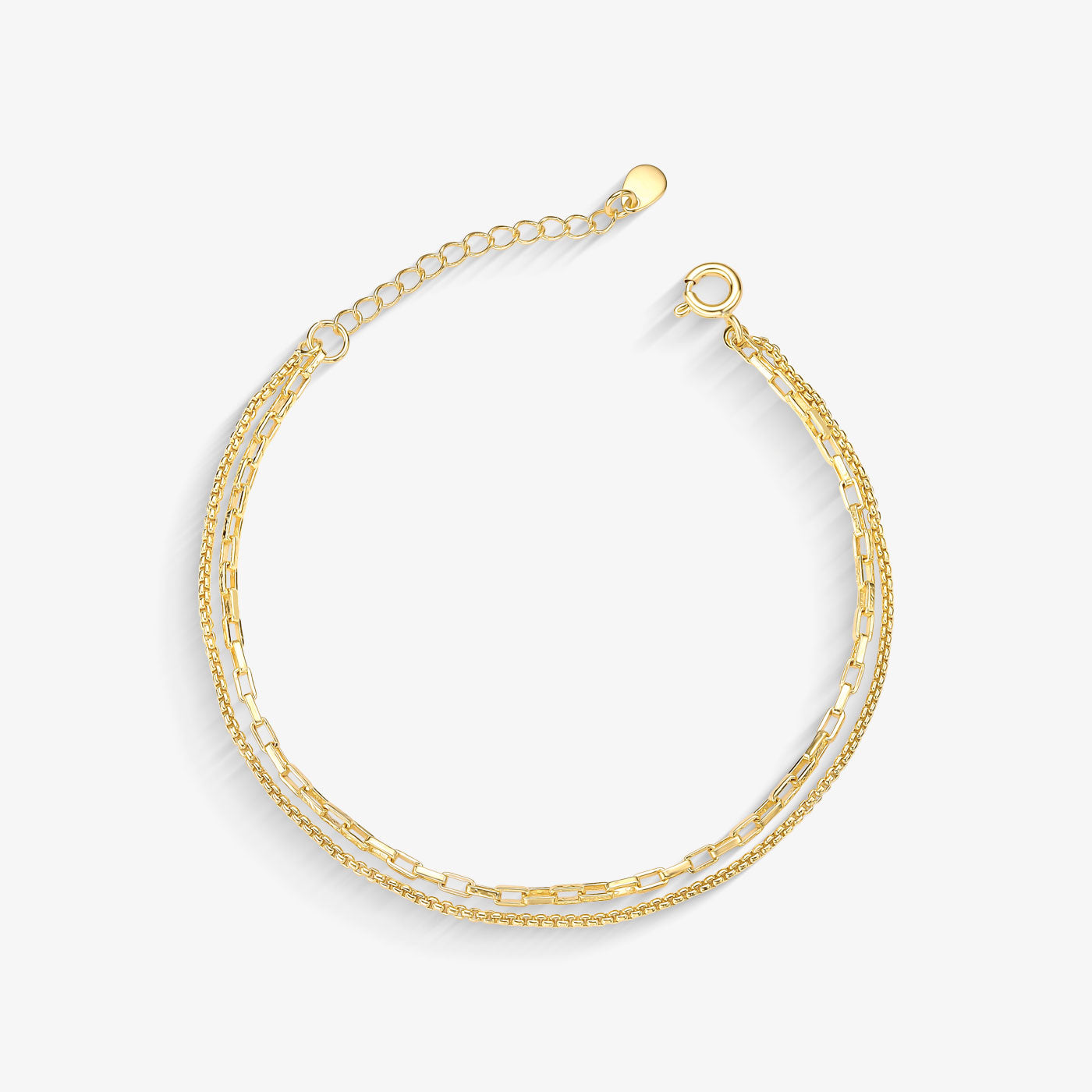 Pulseira Dupla Elo Quadrado Folheado a Ouro 18k