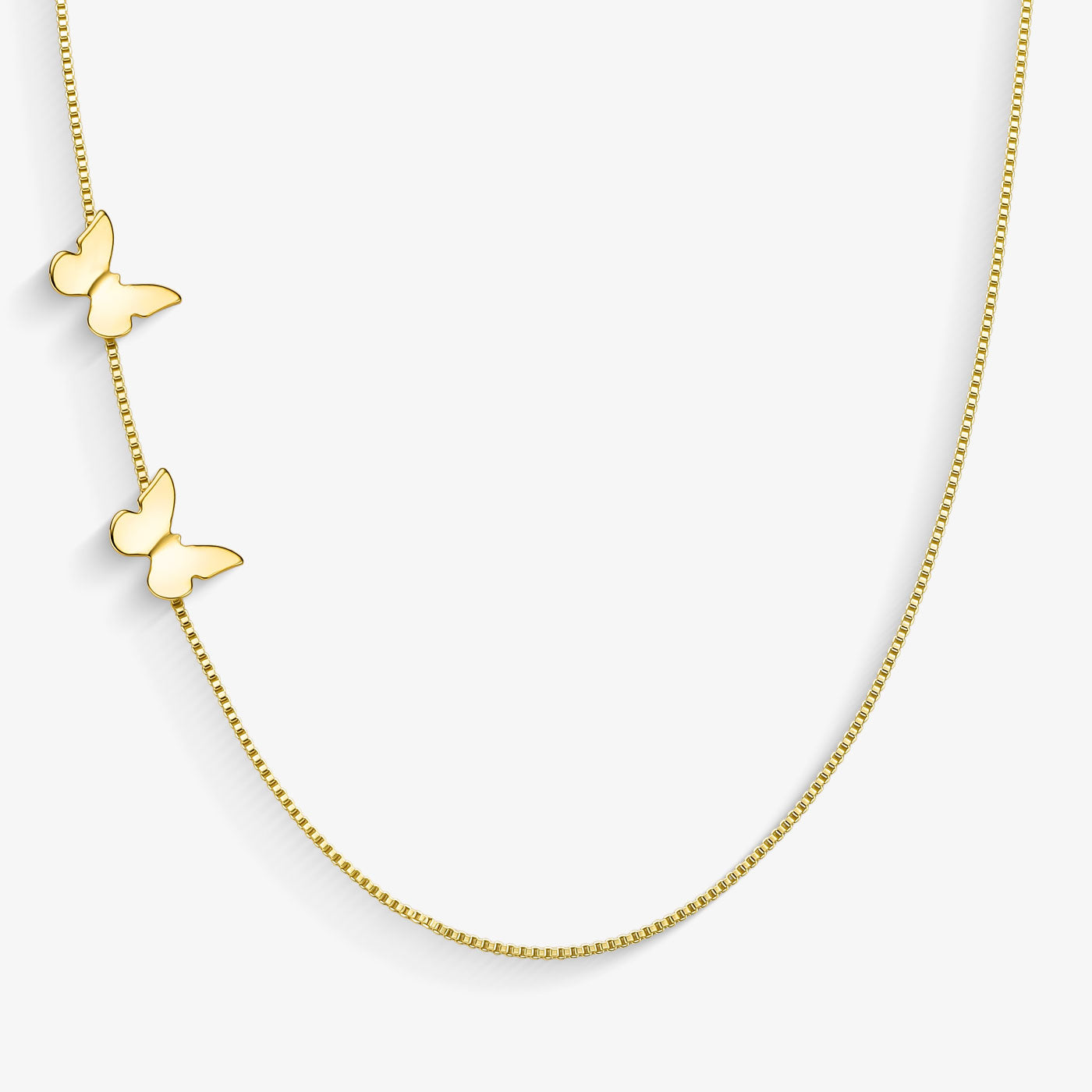 Colar Duas Borboletas Lisas Folheado a Ouro 18K
