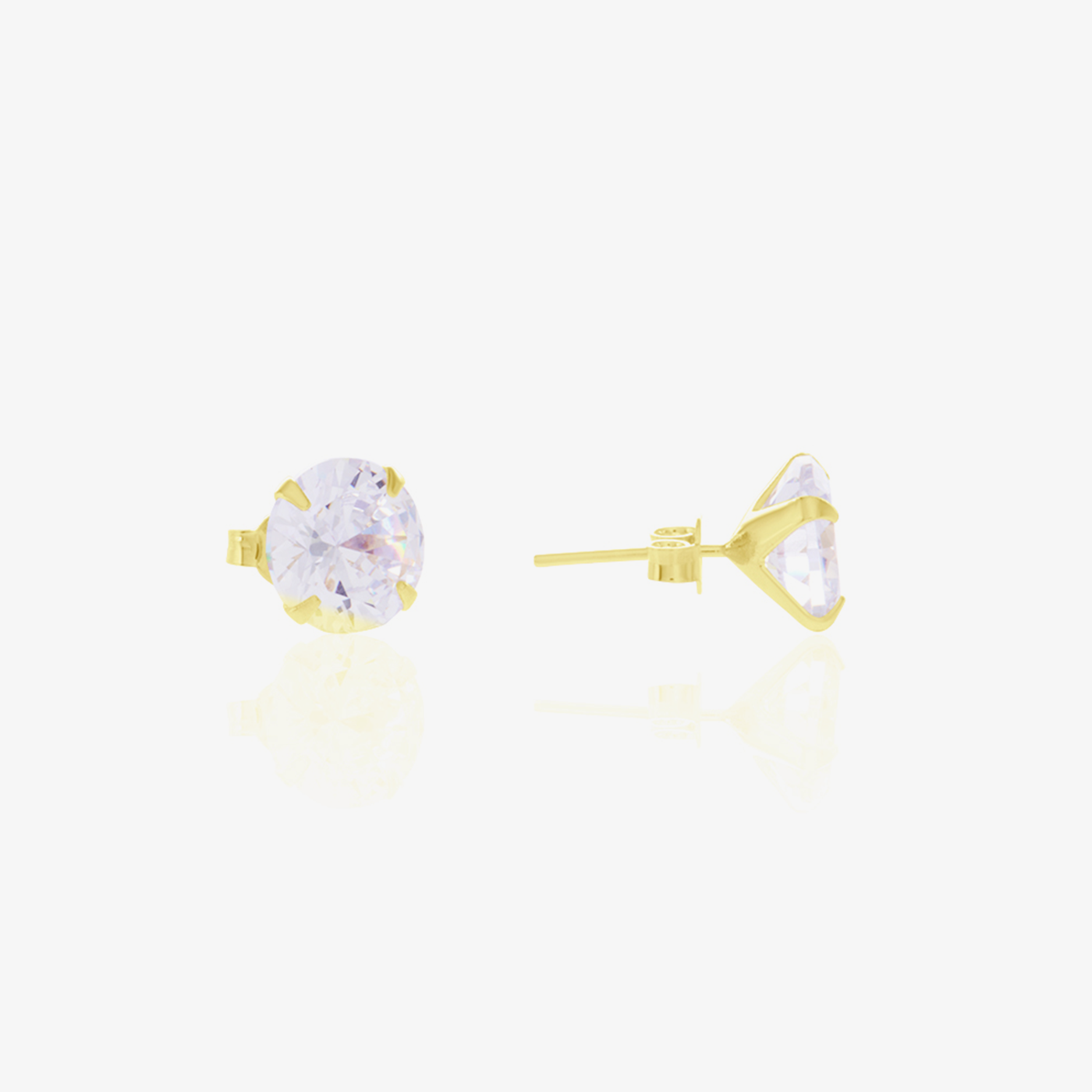 Brinco Zircônia Redonda 8mm Folheado a Ouro18k