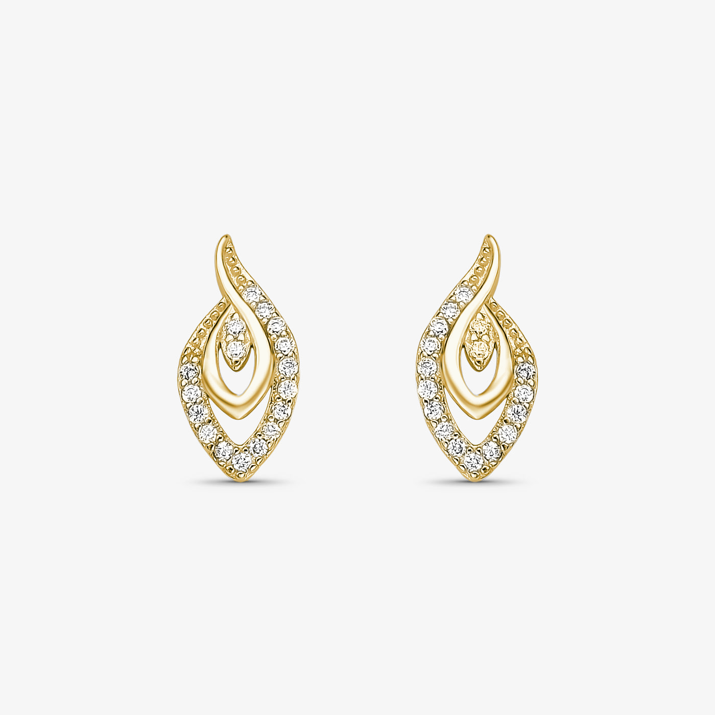 Brinco Gota Dupla Cravejada Folheado a Ouro 18k