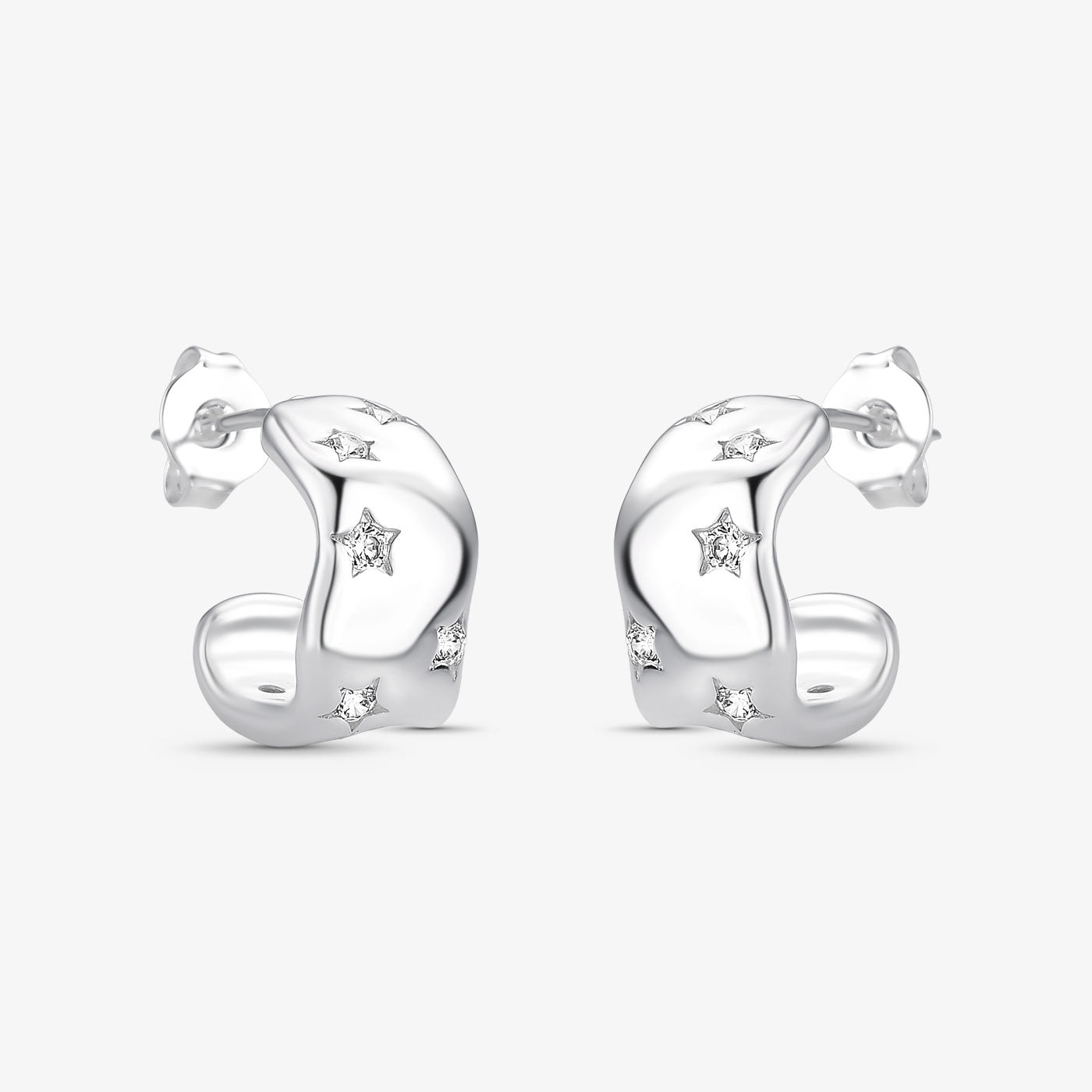 Brinco Argola Estrelar Folheado a Prata