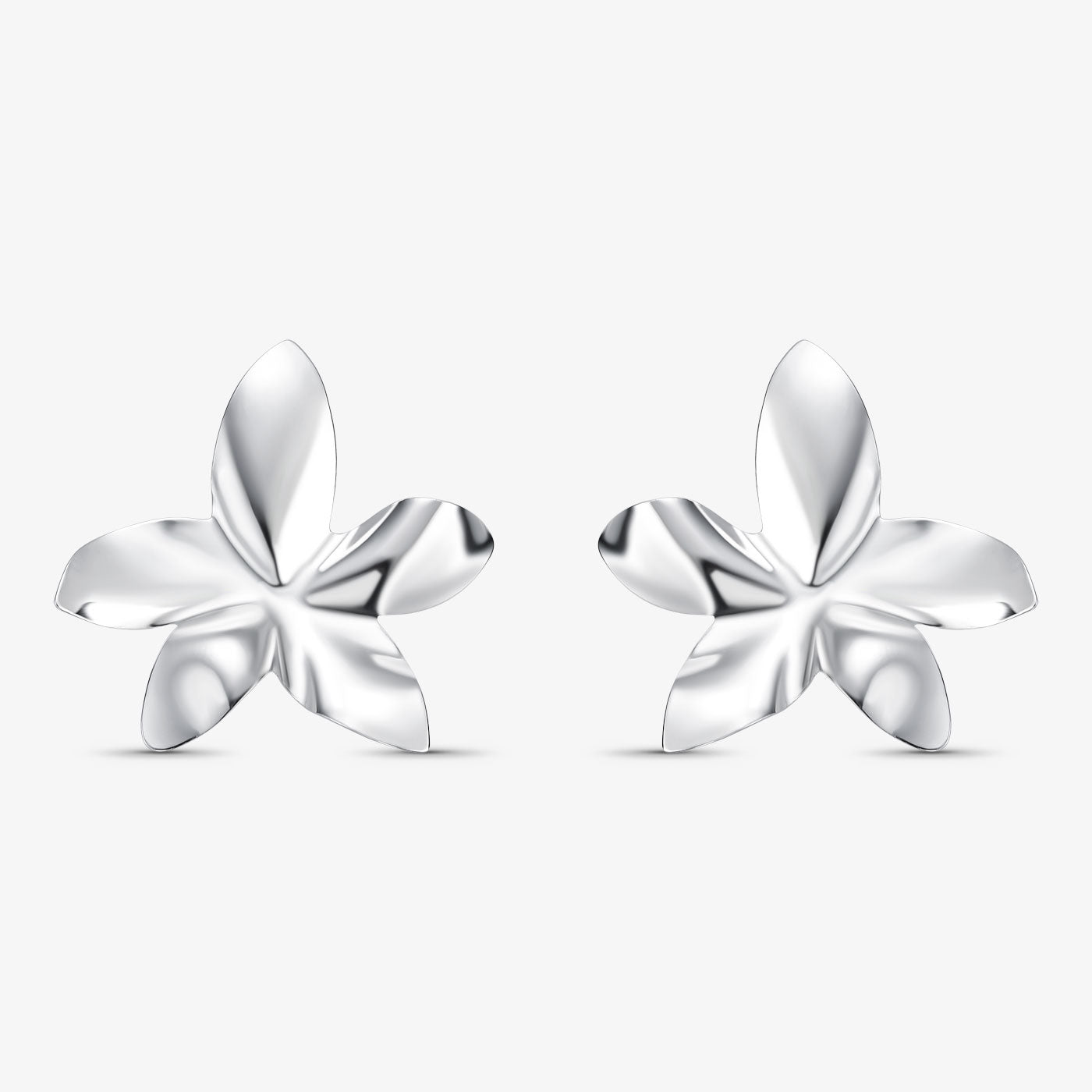 Brinco Orquídea Cinco Pétalas Folheado a Prata