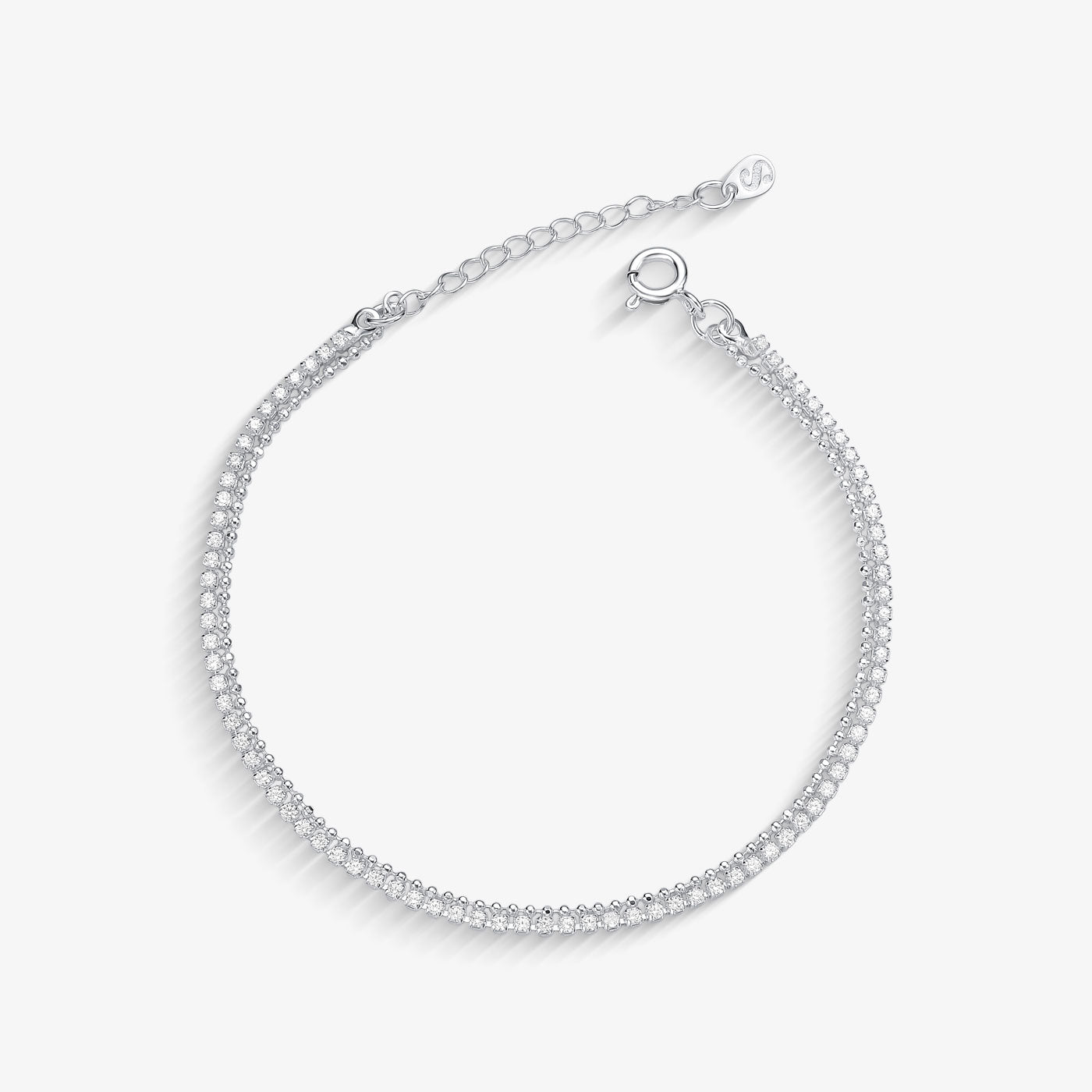 Pulseira Dupla Elo bolinha com Zircônias Folheado a Prata