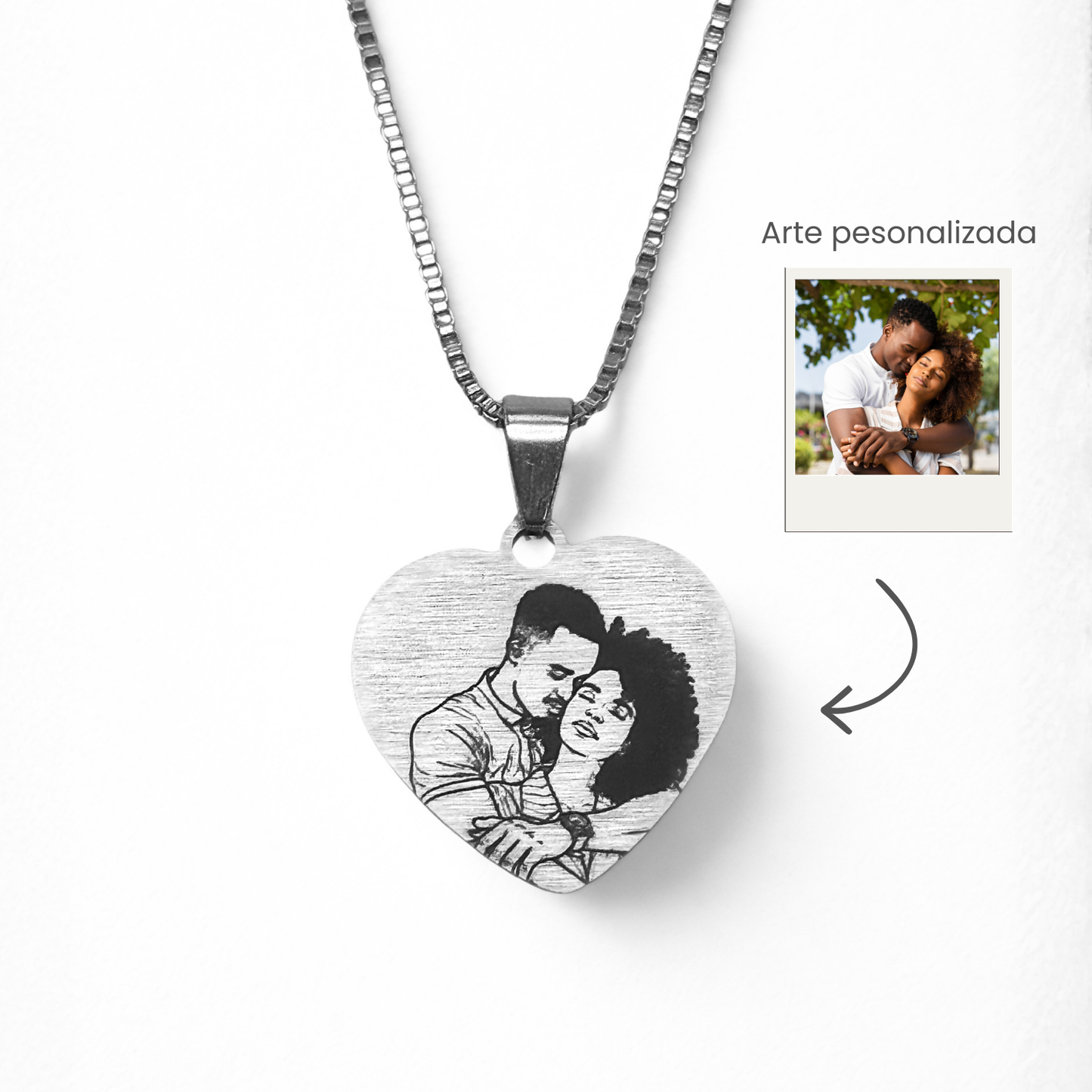 Colar Aço Personalizado Pingente Coração G