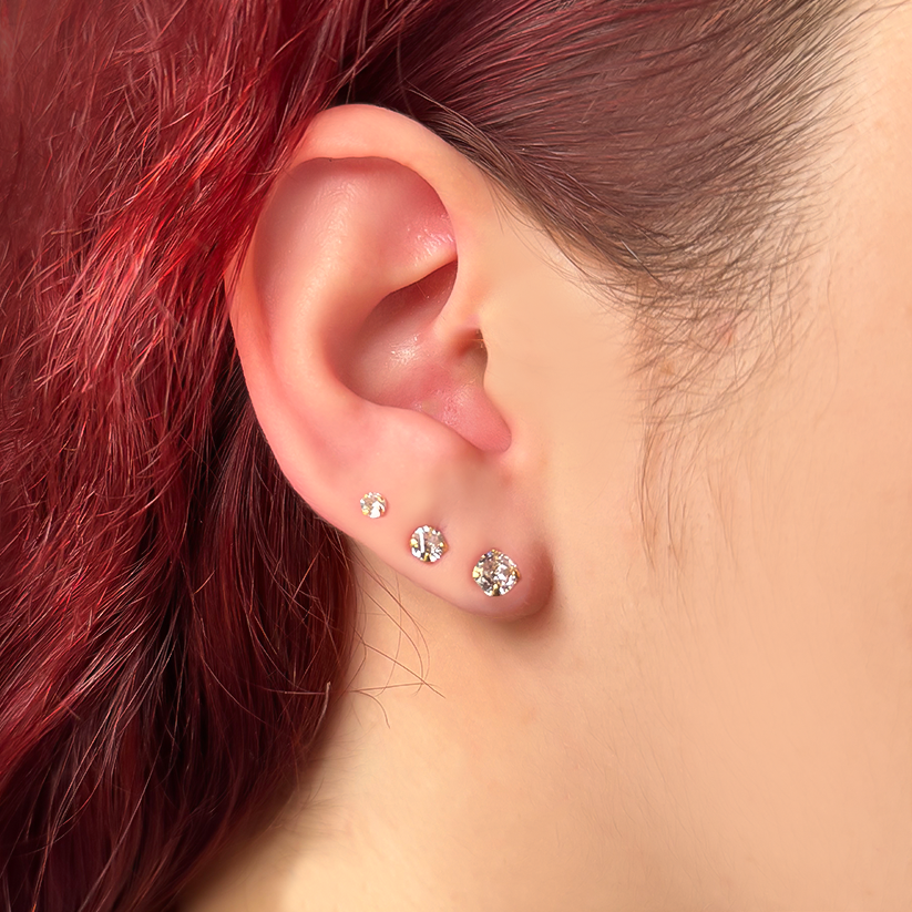 Brinco Trio de Zircônias Folheado a Ouro 18K