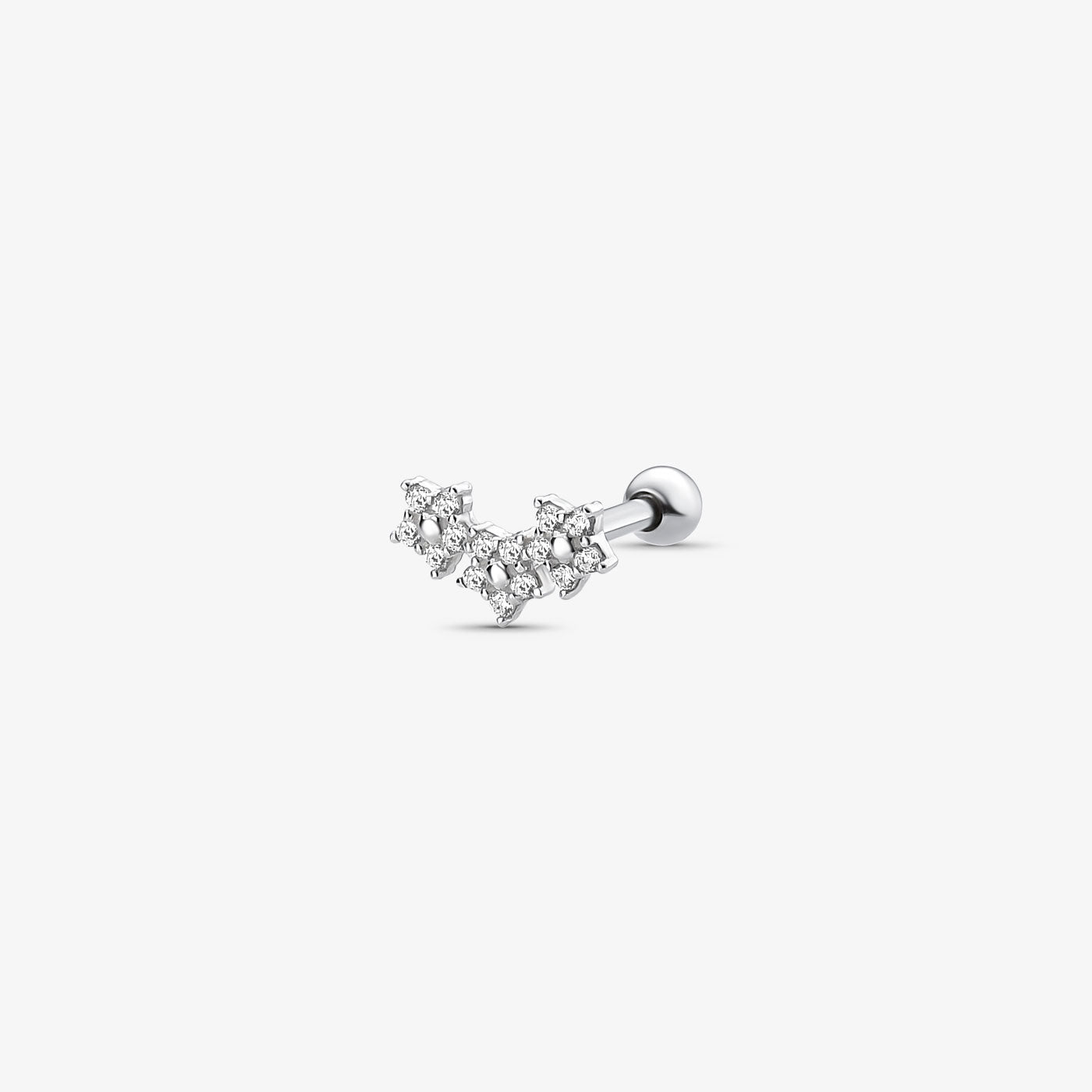 Piercing Aço Helix Três Flores Cravejada