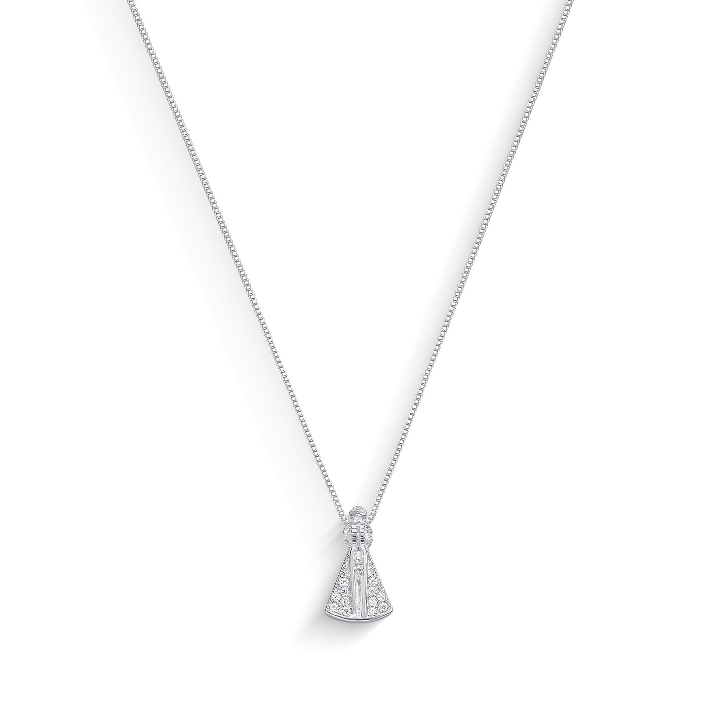 Colar Nossa Senhora com Manto Cravejado Folheado a Prata