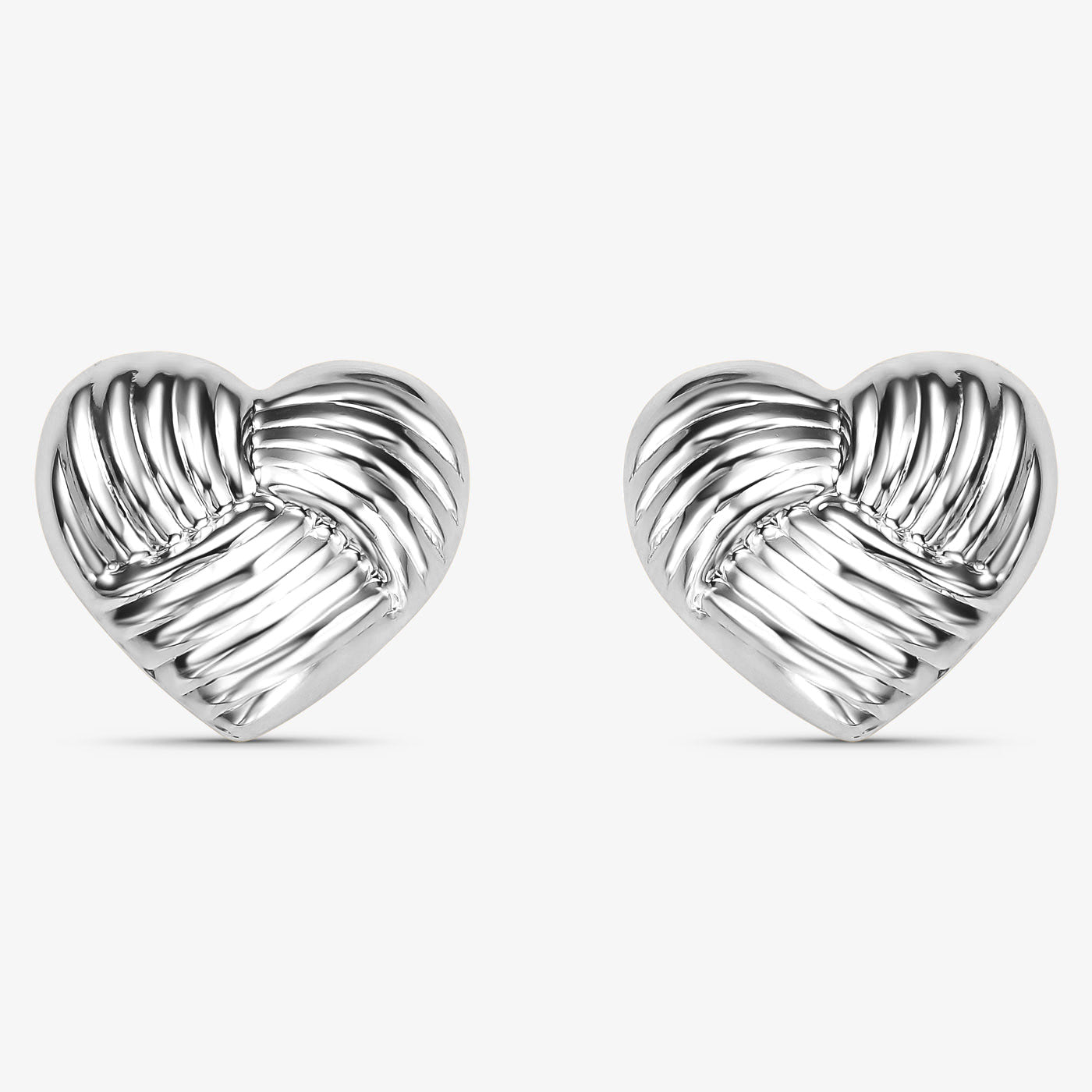 Brinco Coração Entrelaçado Oco Folheado a Prata