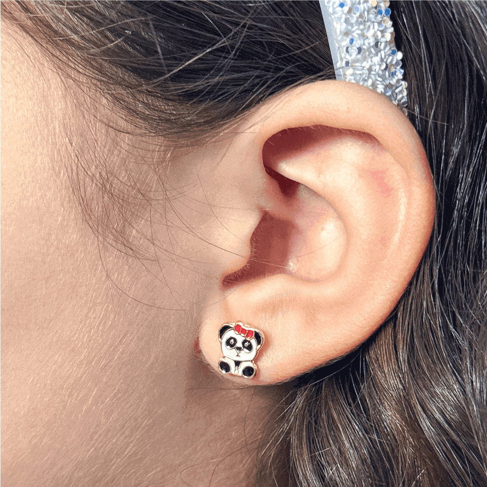 Brinco Infantil Panda Folheado a Ouro 18k